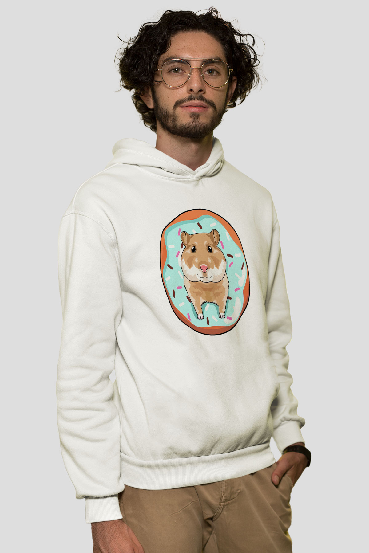 Hamster Beyaz Unisex Hoodie