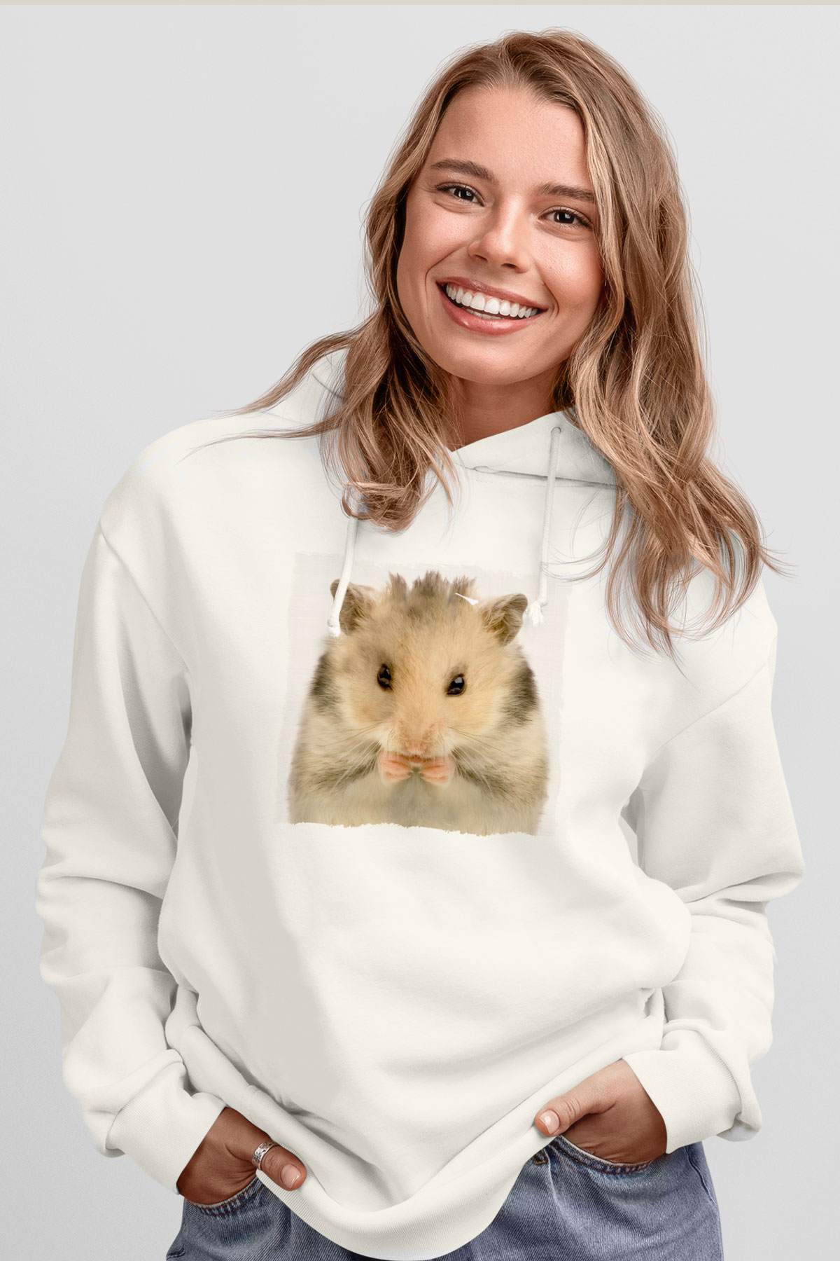 Hamster Beyaz Unisex Hoodie