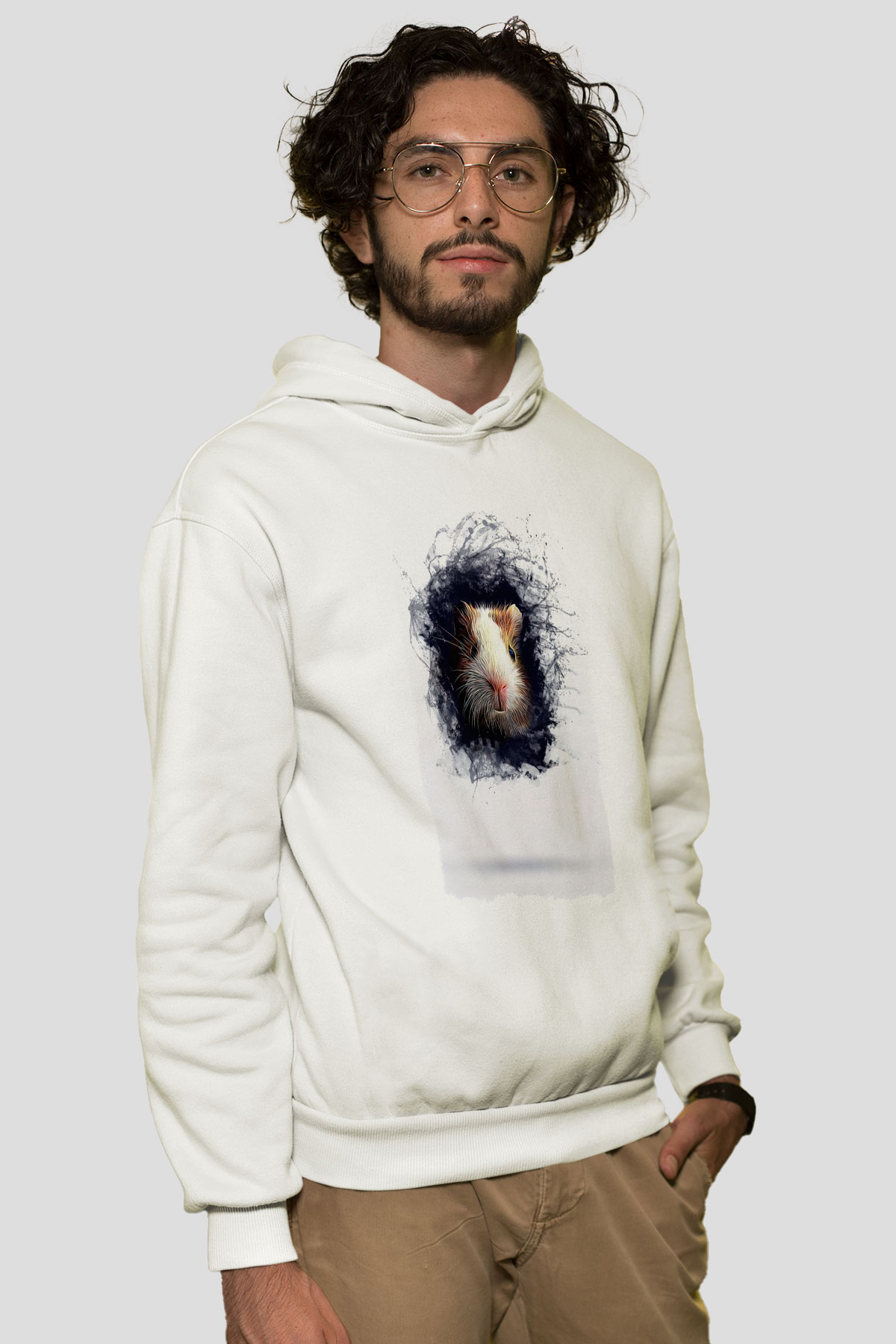 Hamster Beyaz Unisex Hoodie