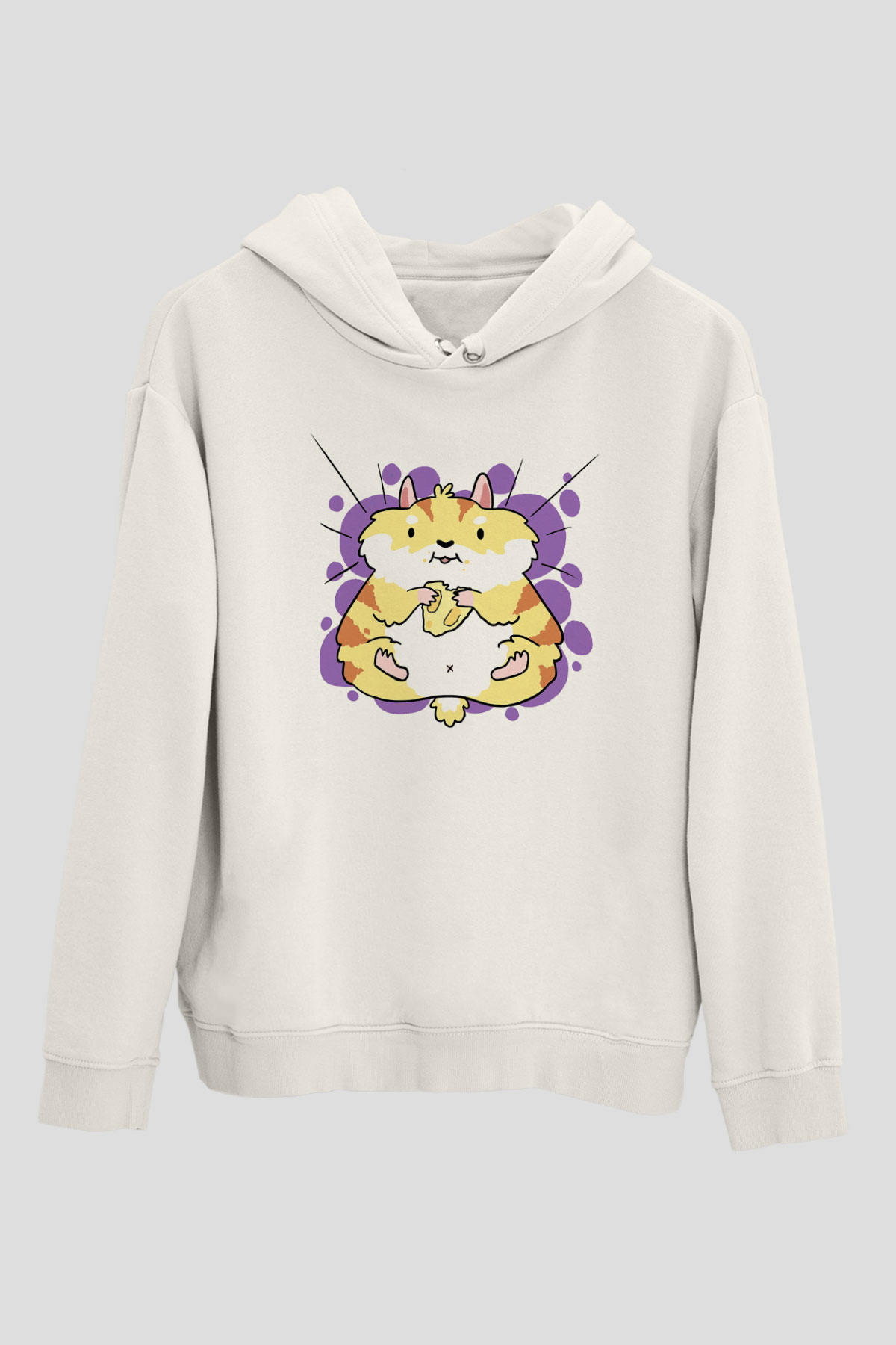Hamster Beyaz Unisex Kapşonlu Sweatshirt