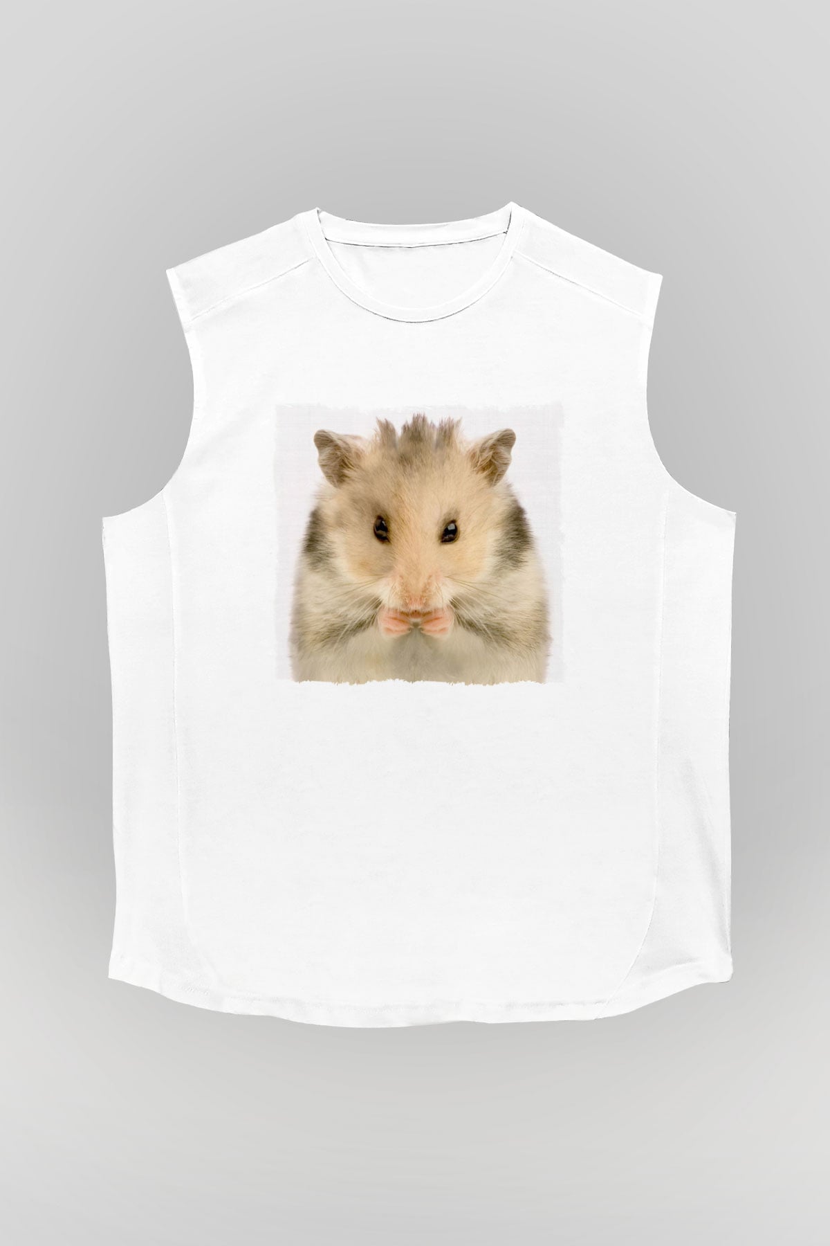 Hamster Beyaz Unisex Kolsuz Tişört