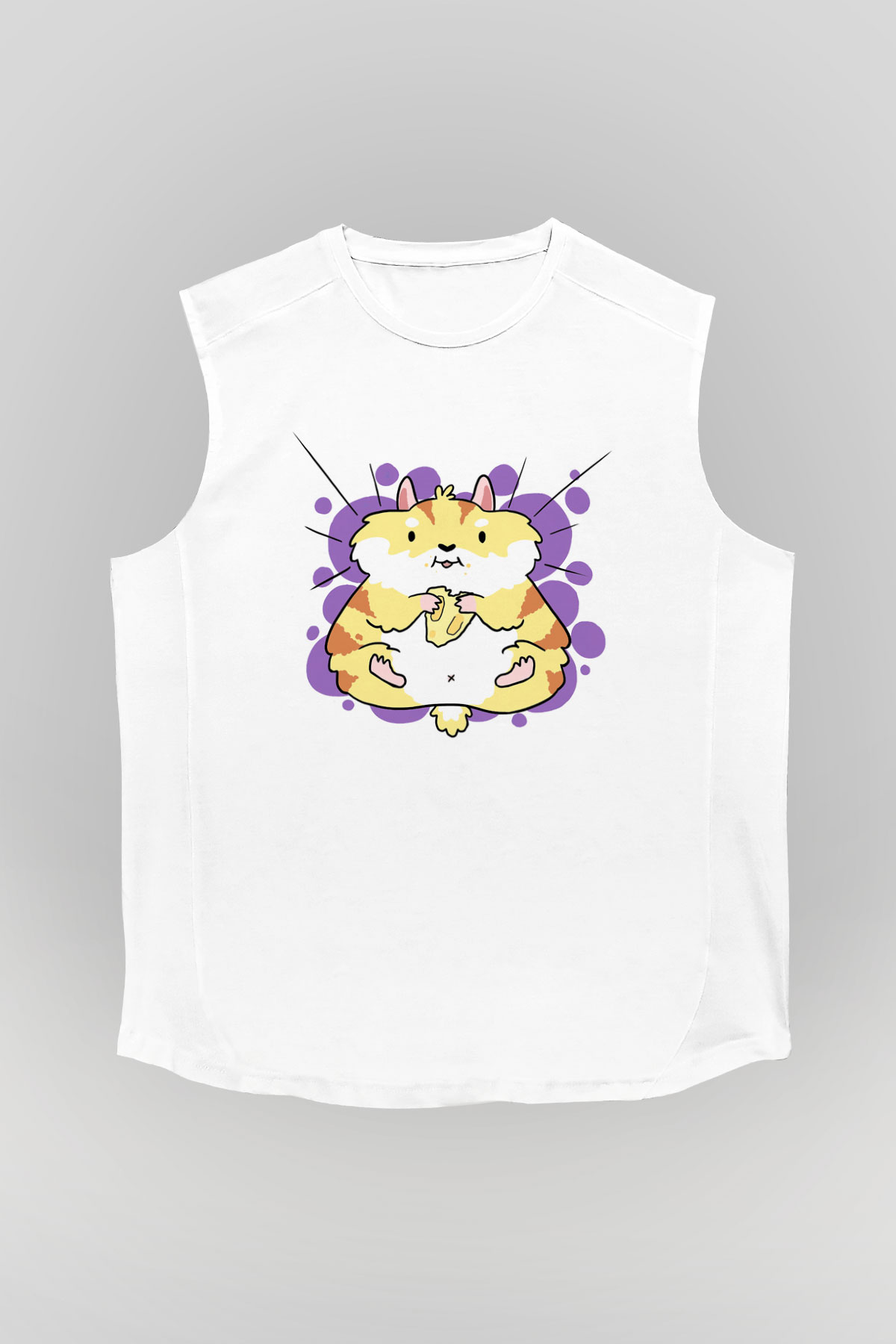 Hamster Beyaz Unisex Kolsuz Tişört