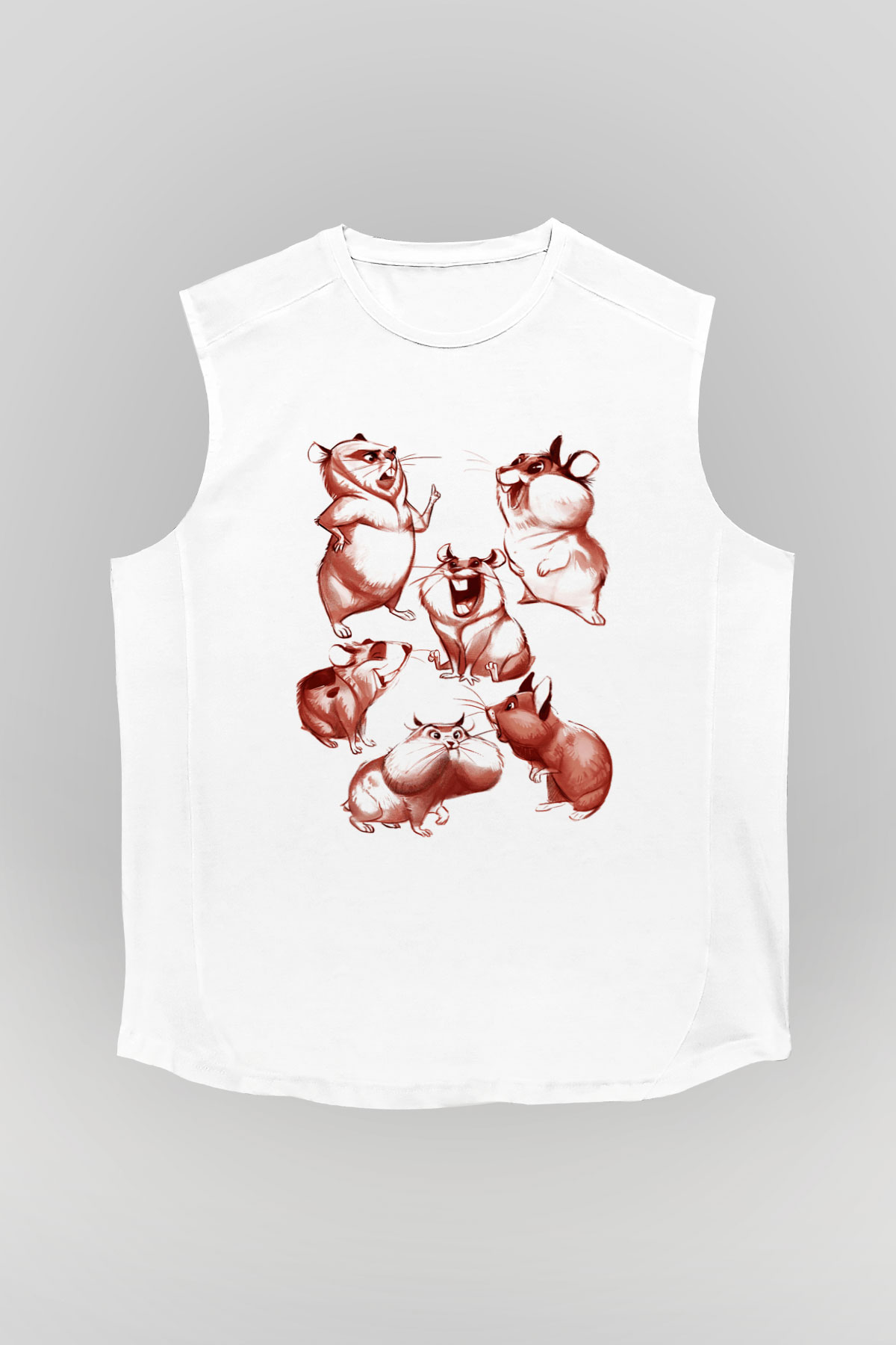 Hamster Beyaz Unisex Kolsuz Tişört