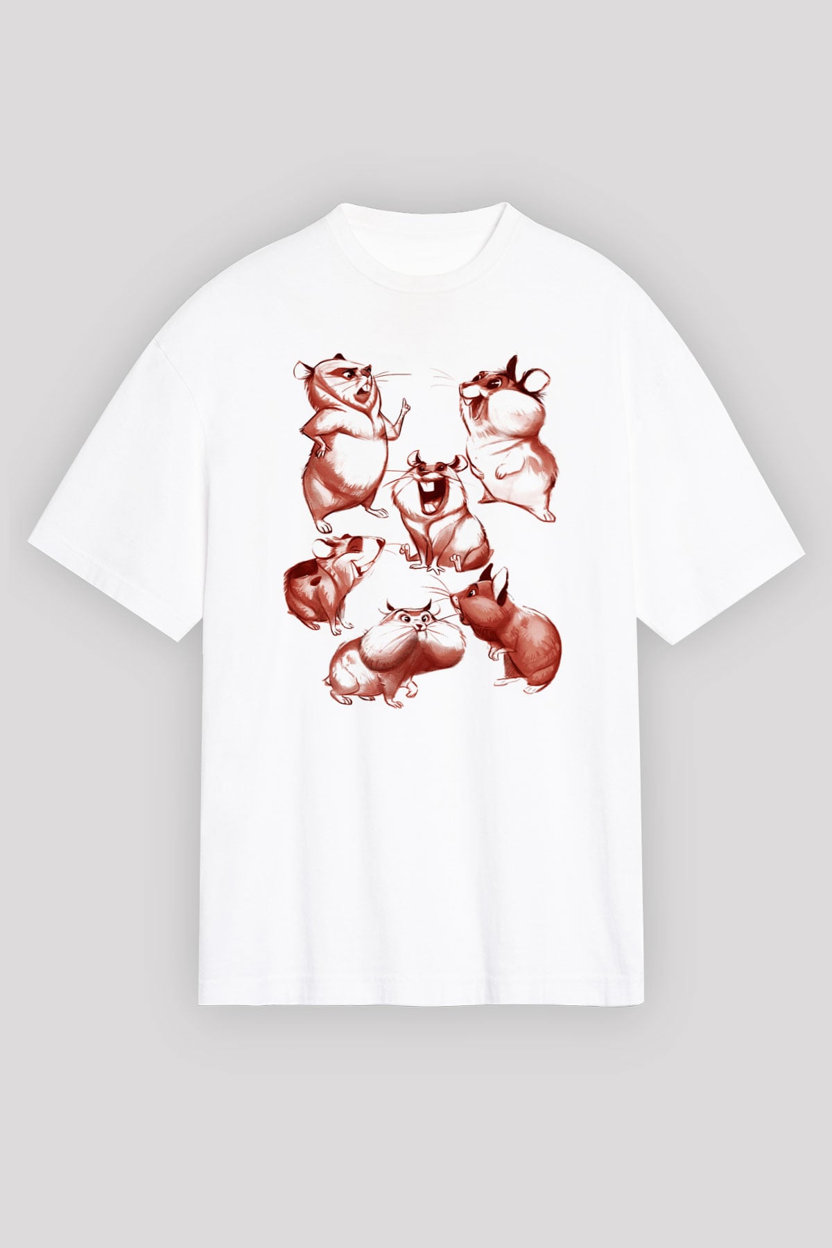 Hamster Beyaz Unisex Oversize Tişört T-Shirt