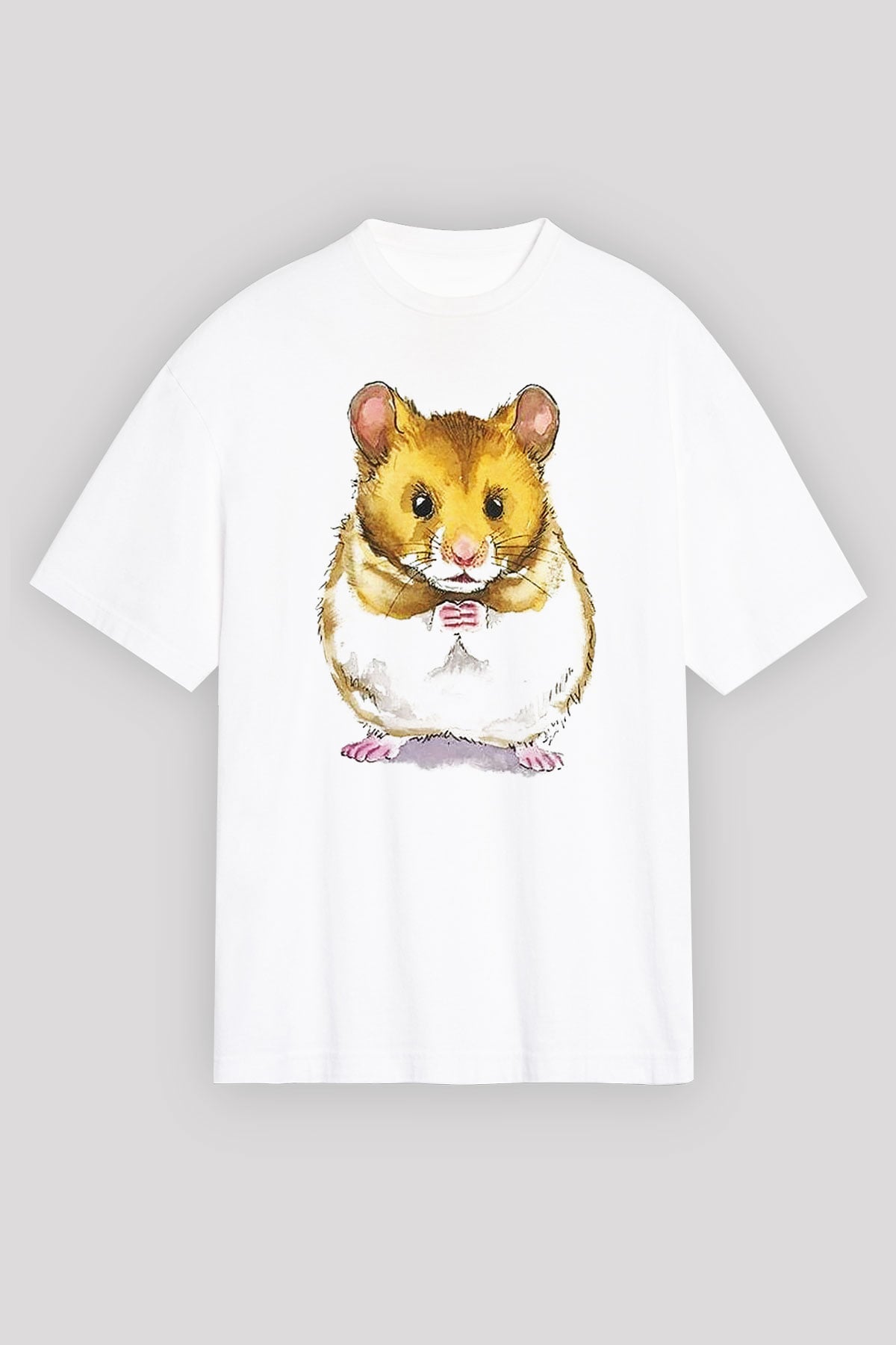 Hamster Beyaz Unisex Oversize Tişört T-Shirt