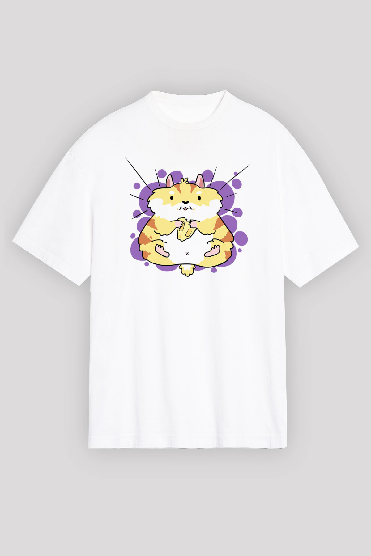 Hamster Beyaz Unisex Oversize Tişört T-Shirt