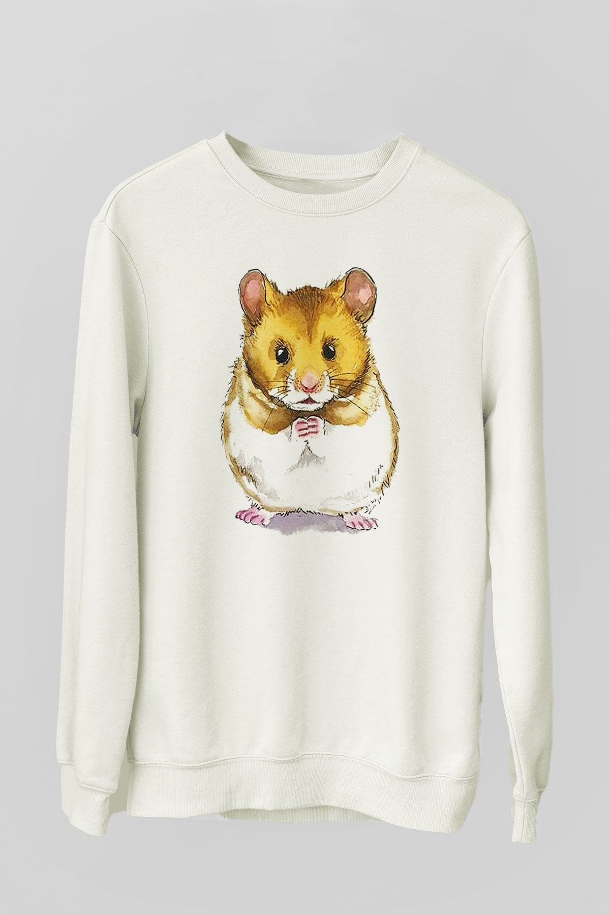 Hamster Beyaz Unisex Sweatshirt