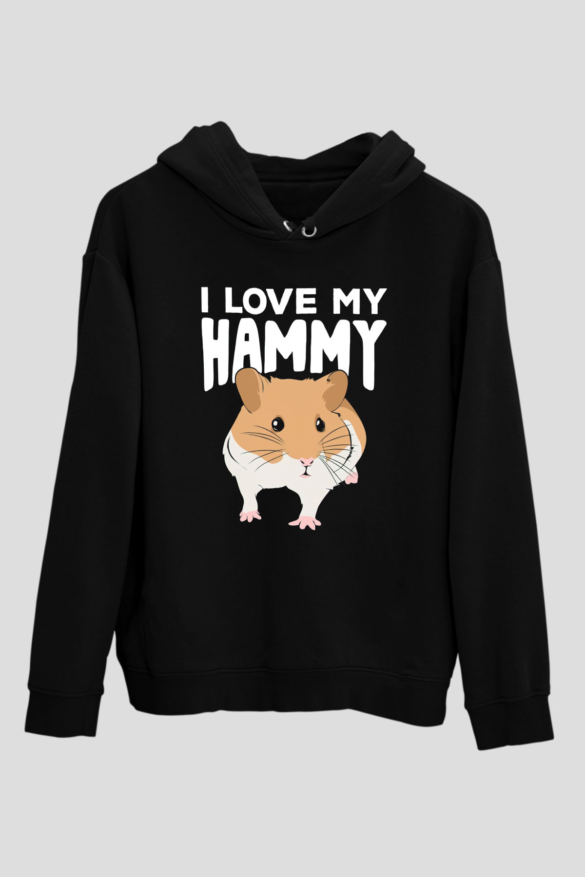 Hamster Siyah Unisex Hoodie