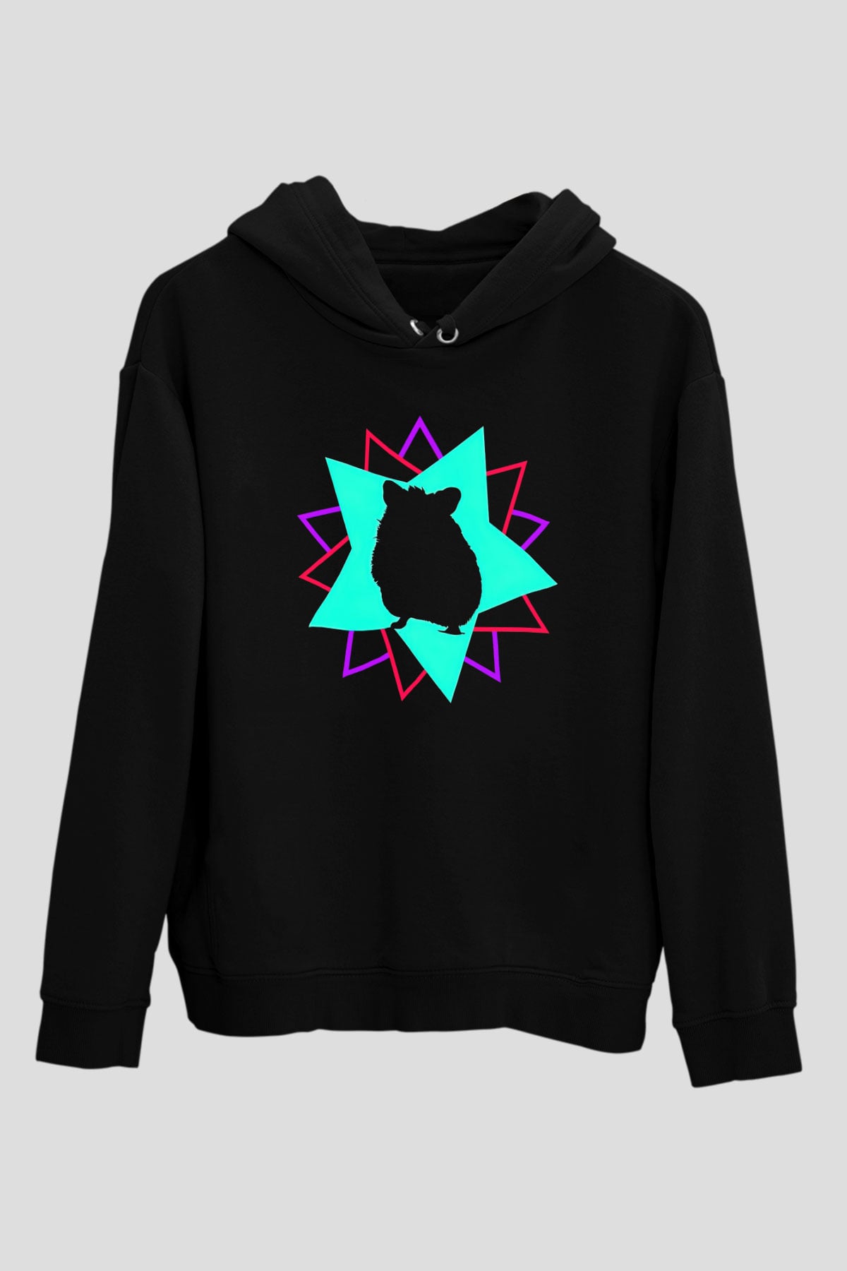 Hamster Siyah Unisex Hoodie