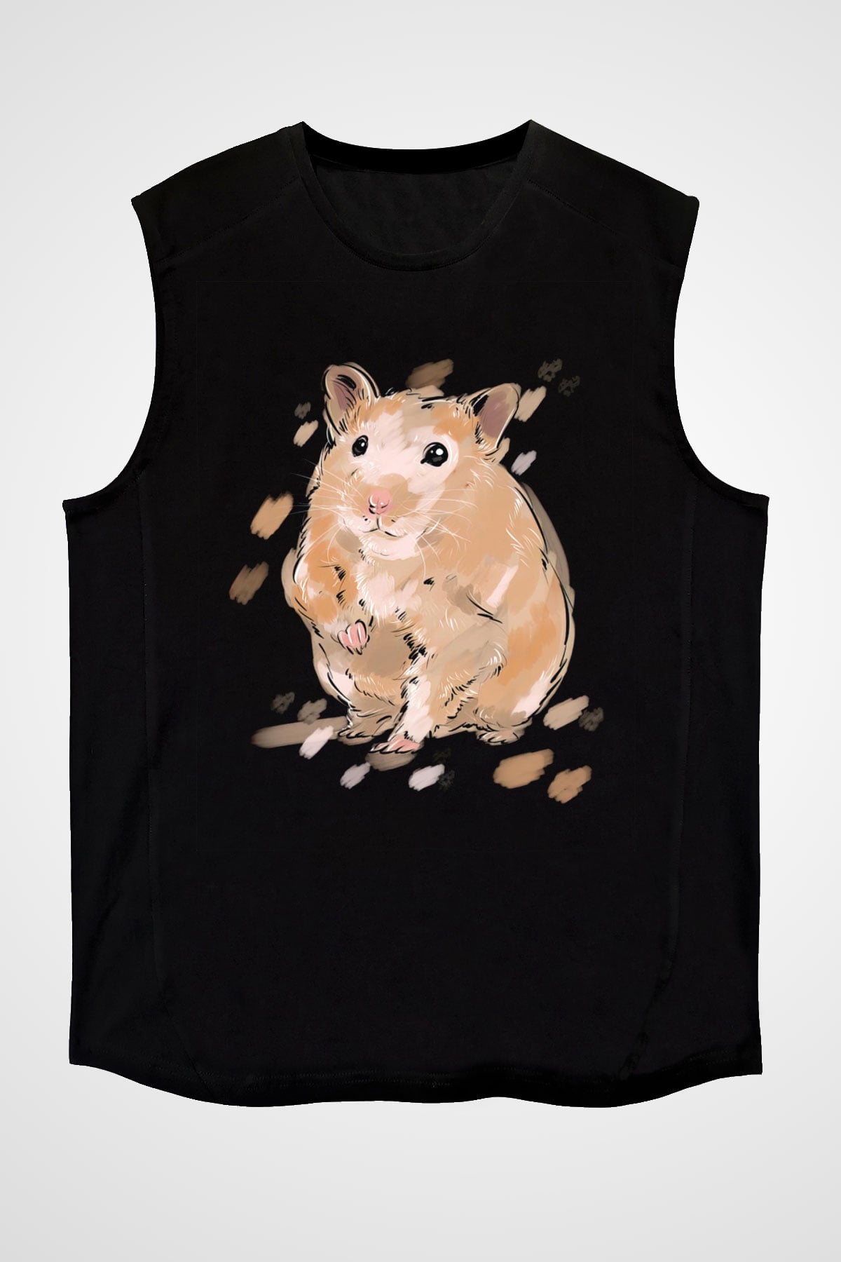 Hamster Siyah Unisex Kolsuz Tişört