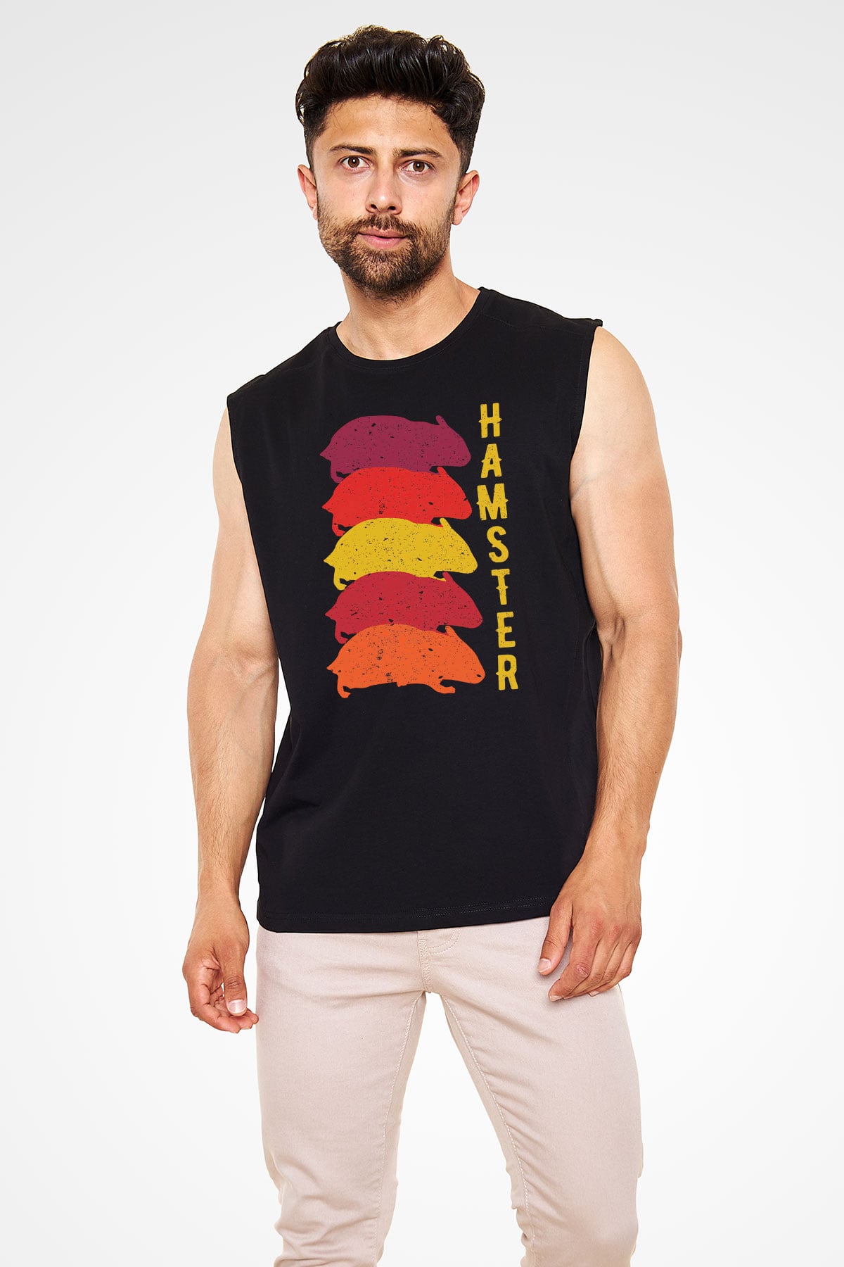 Hamster Siyah Unisex Kolsuz Tişört