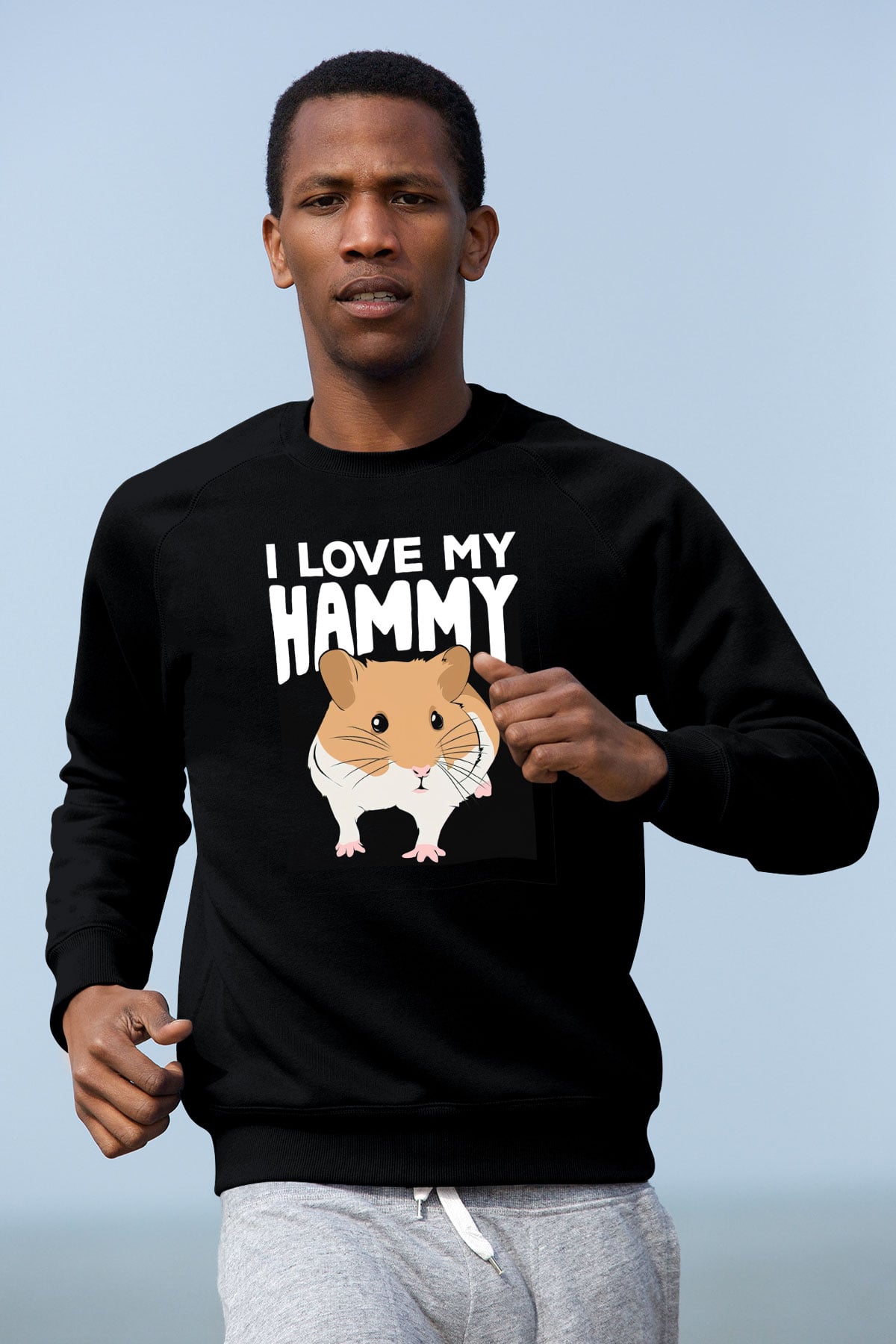 Hamster Siyah Unisex Sweatshirt