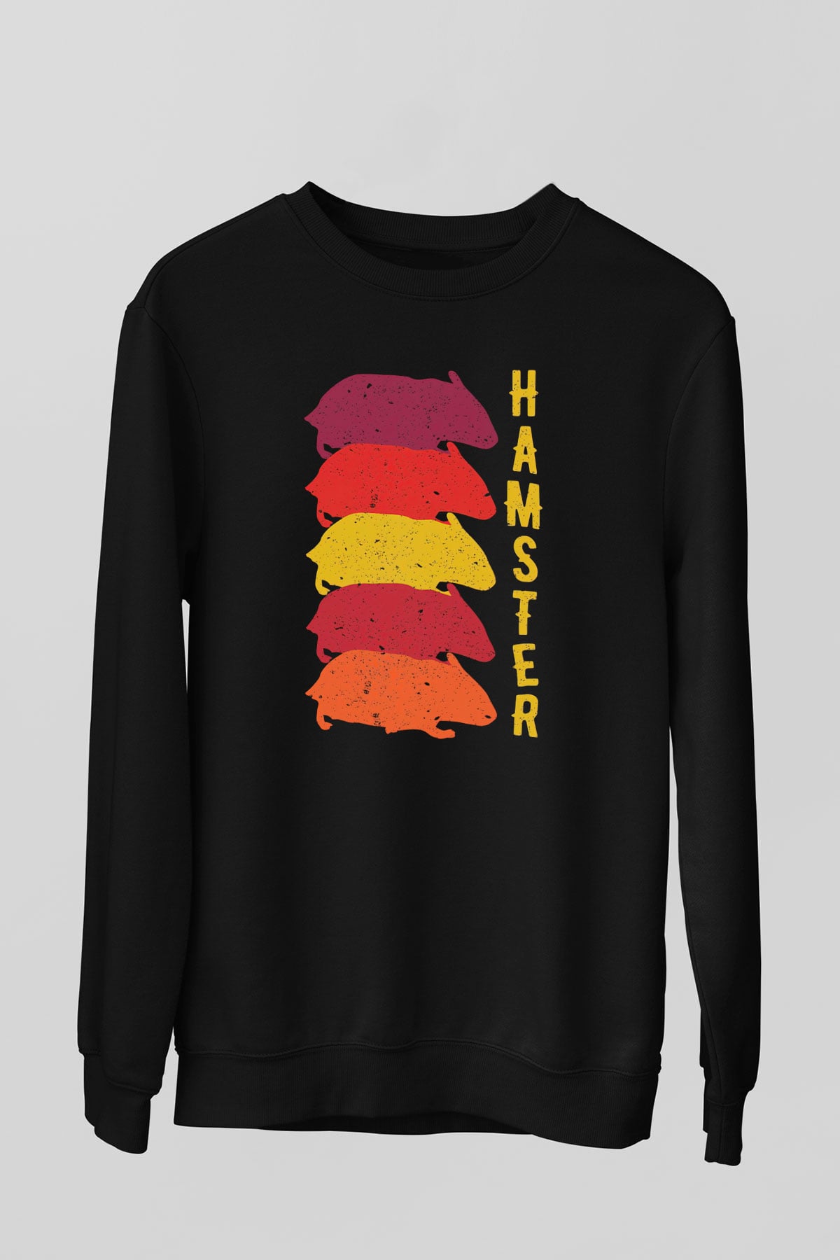 Hamster Siyah Unisex Sweatshirt