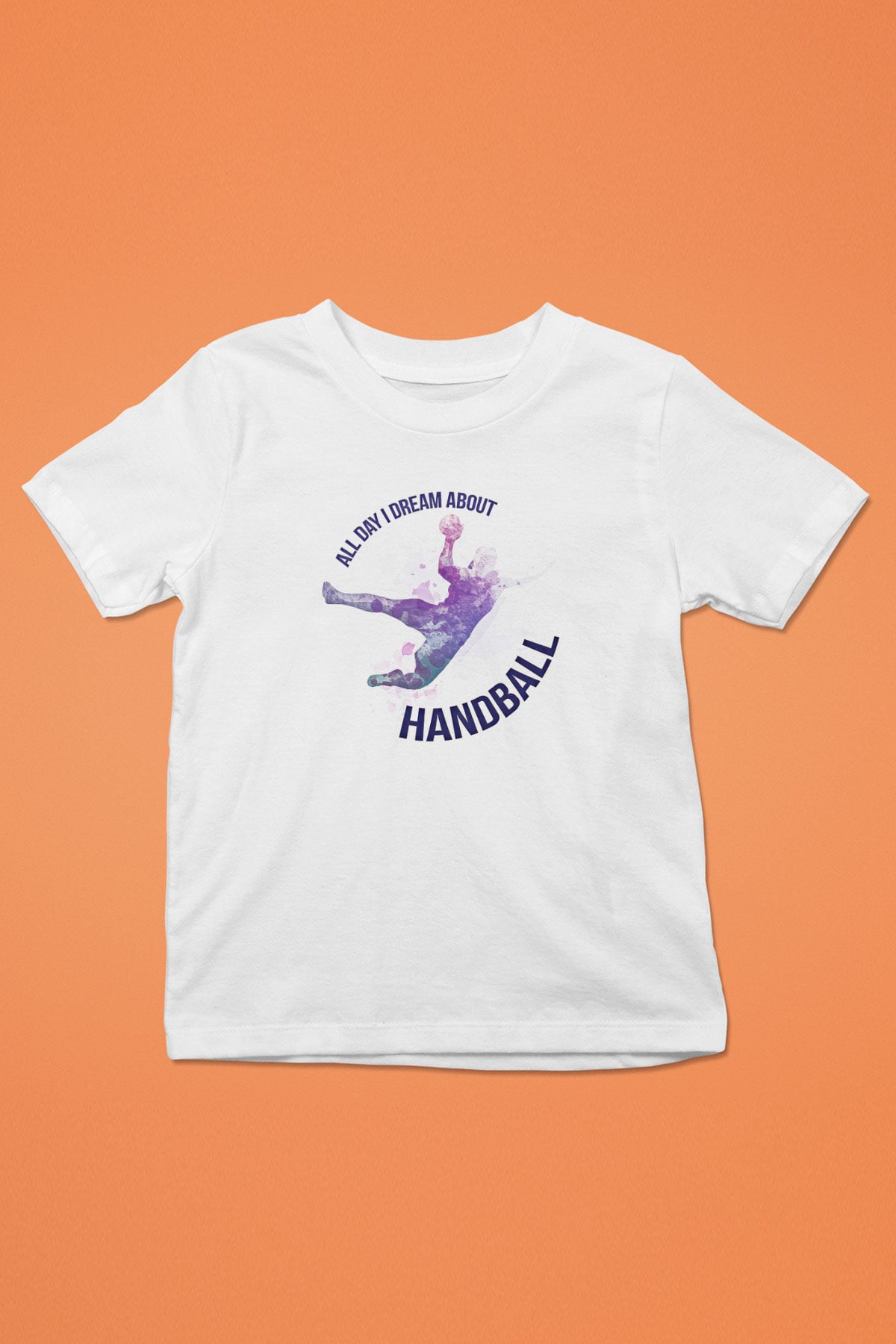 Handball Baskılı Unisex Beyaz Çocuk Tişört - Tshirt