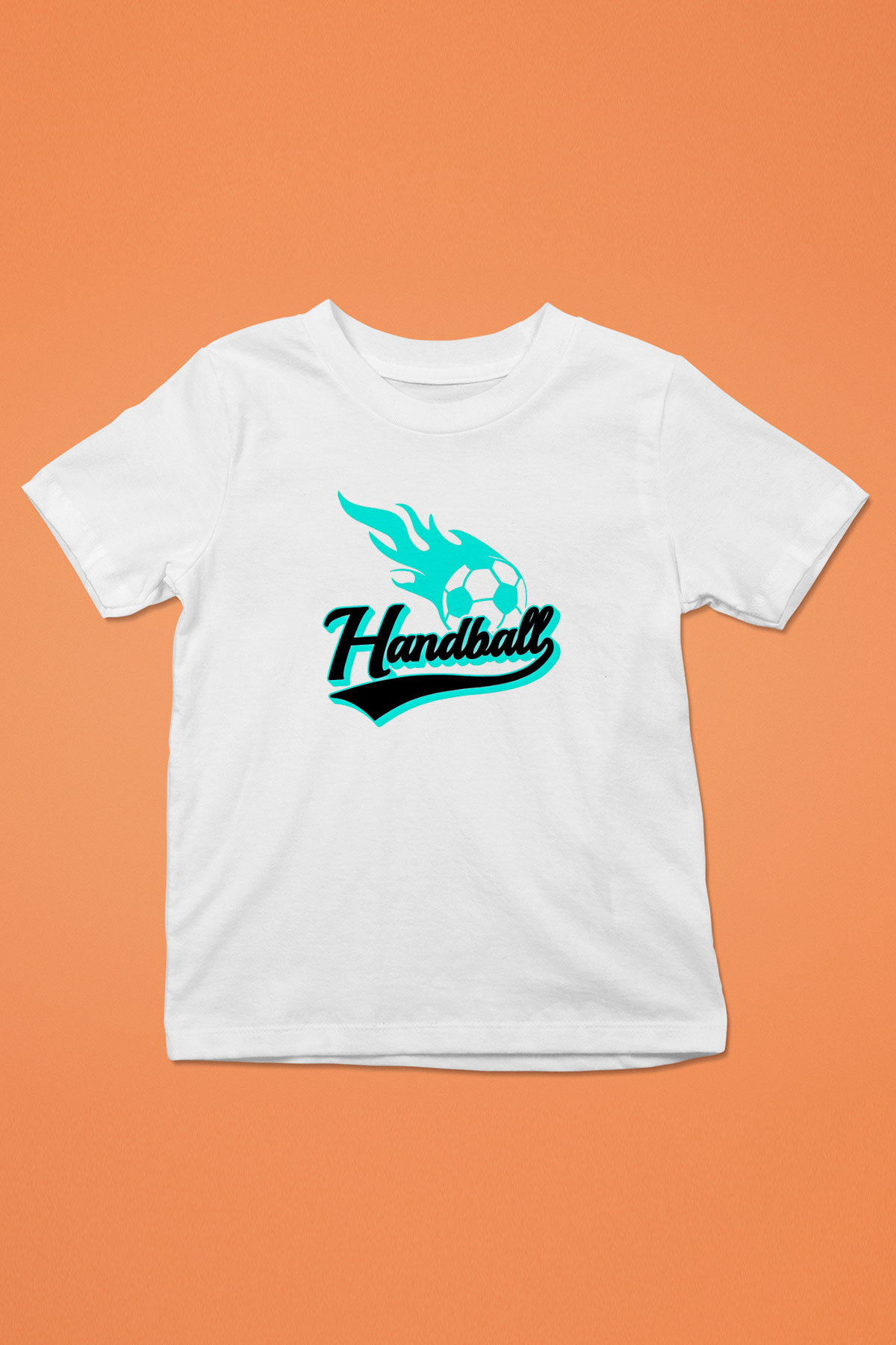 Handball Baskılı Unisex Beyaz Çocuk Tişört - Tshirt