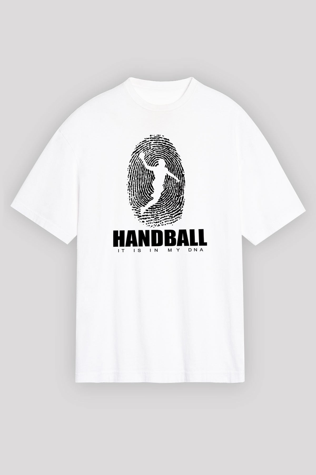 Handball Baskılı Unisex Beyaz Oversize Tişört - Tshirt