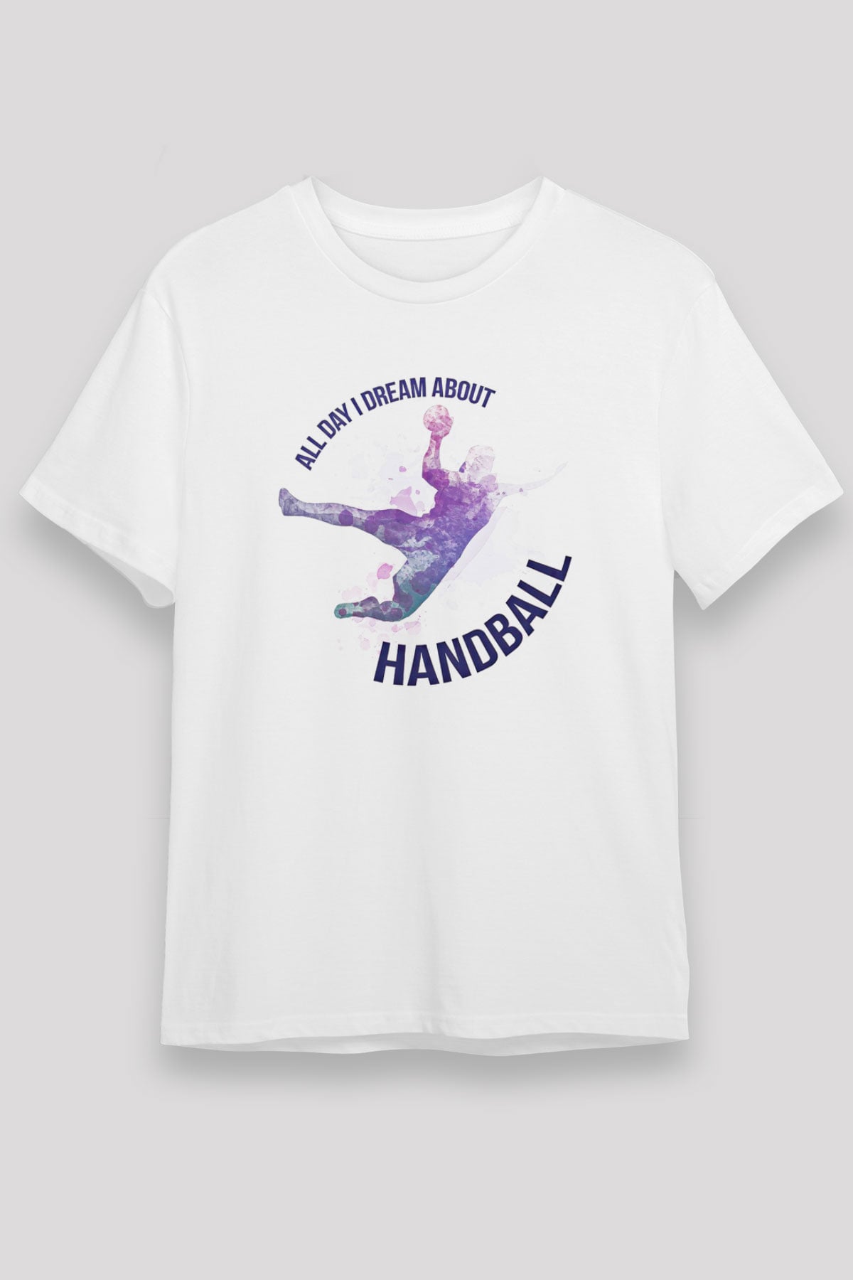 Handball Baskılı Unisex Beyaz Tişört - Tshirt