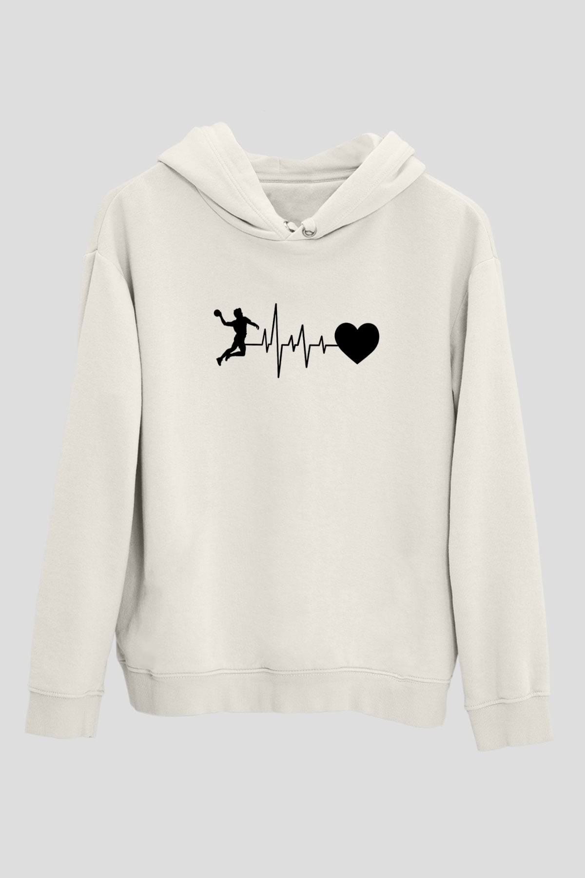 Handball Baskılı Unisex Ekru Hoodie