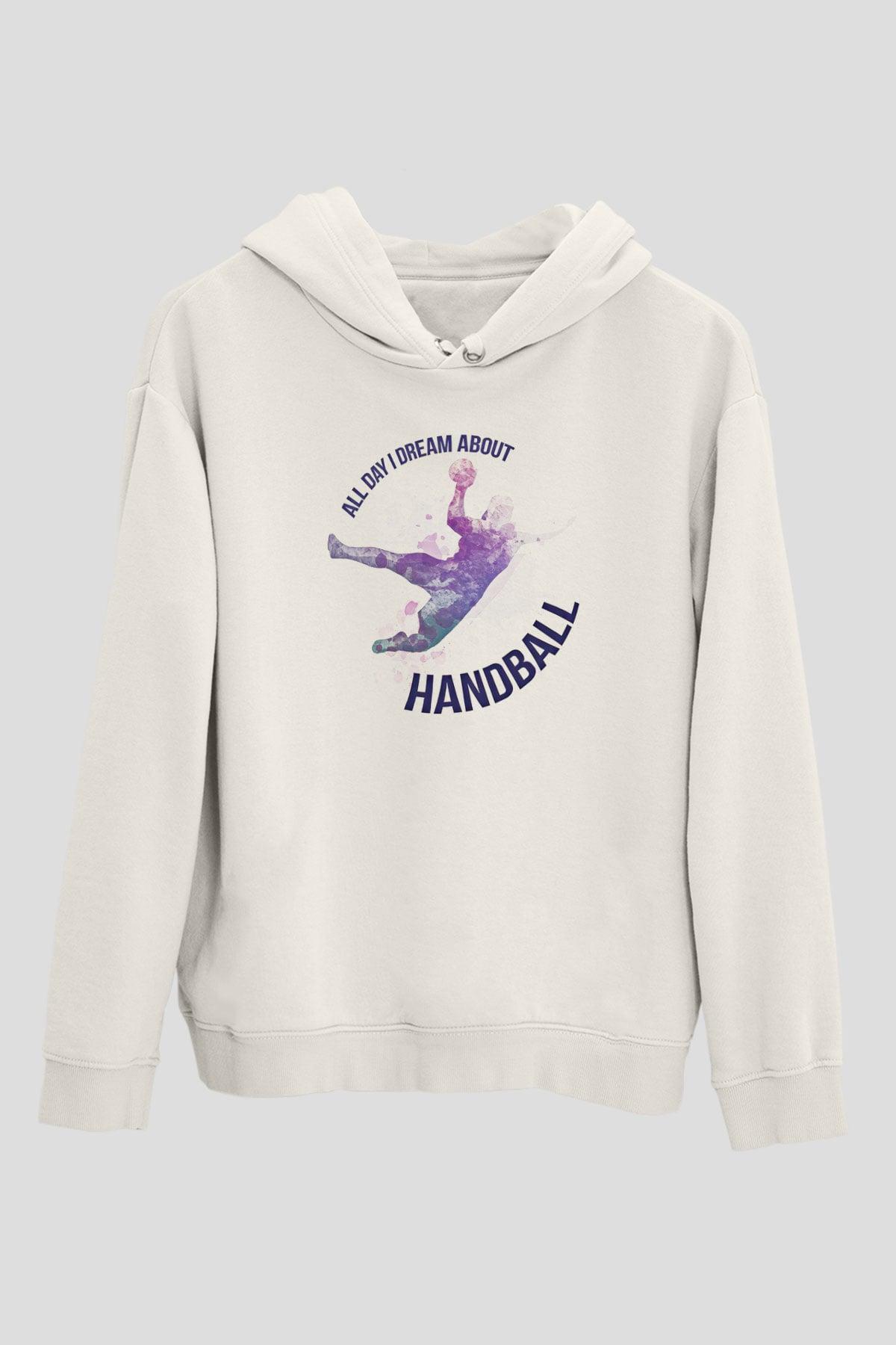 Handball Baskılı Unisex Ekru Hoodie
