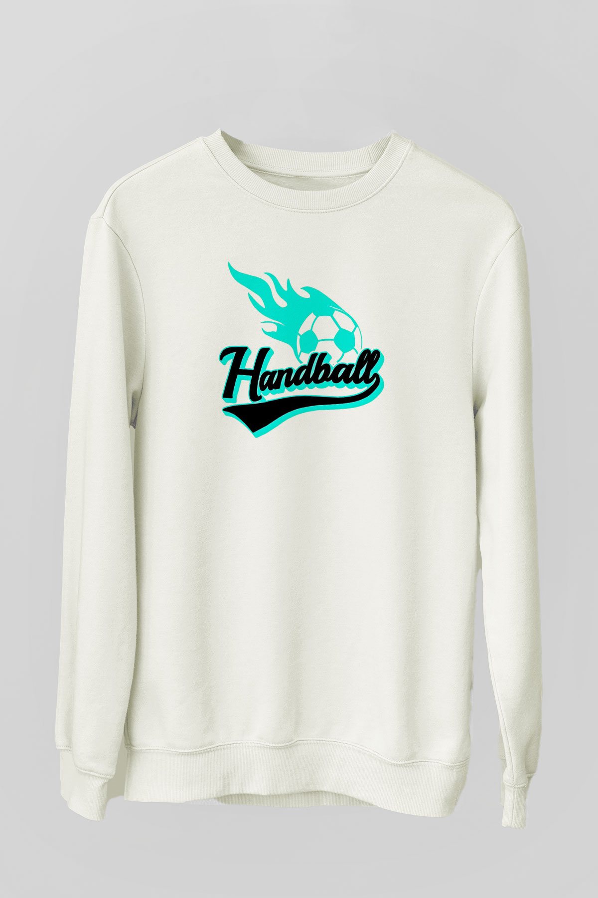 Handball Baskılı Unisex Ekru Sweatshirt