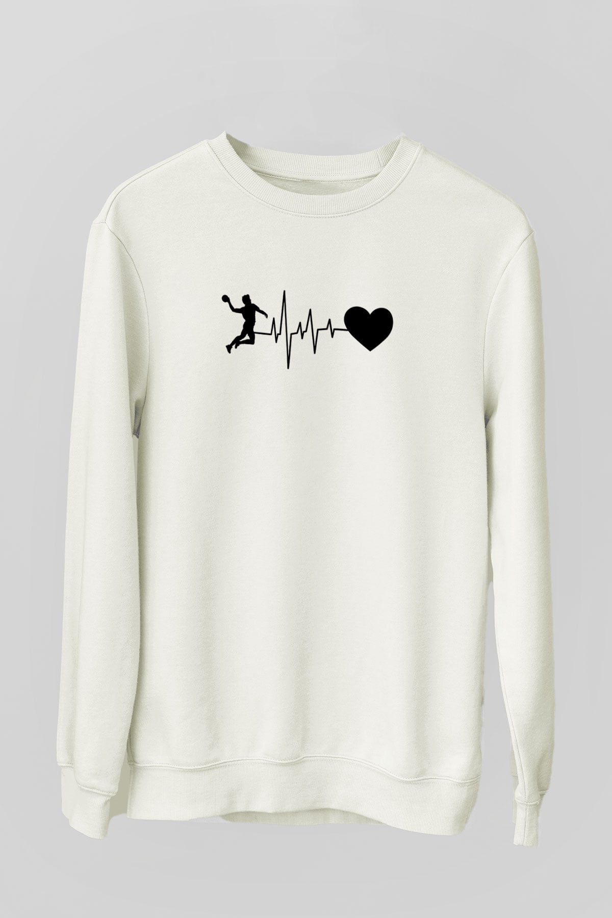 Handball Baskılı Unisex Ekru Sweatshirt