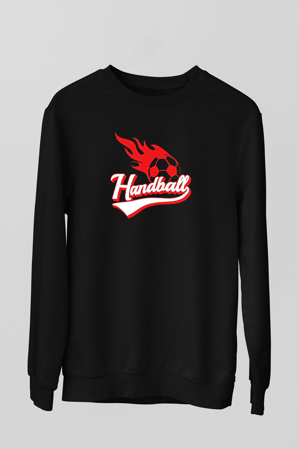 Handball Baskılı Unisex Siyah Sweatshirt