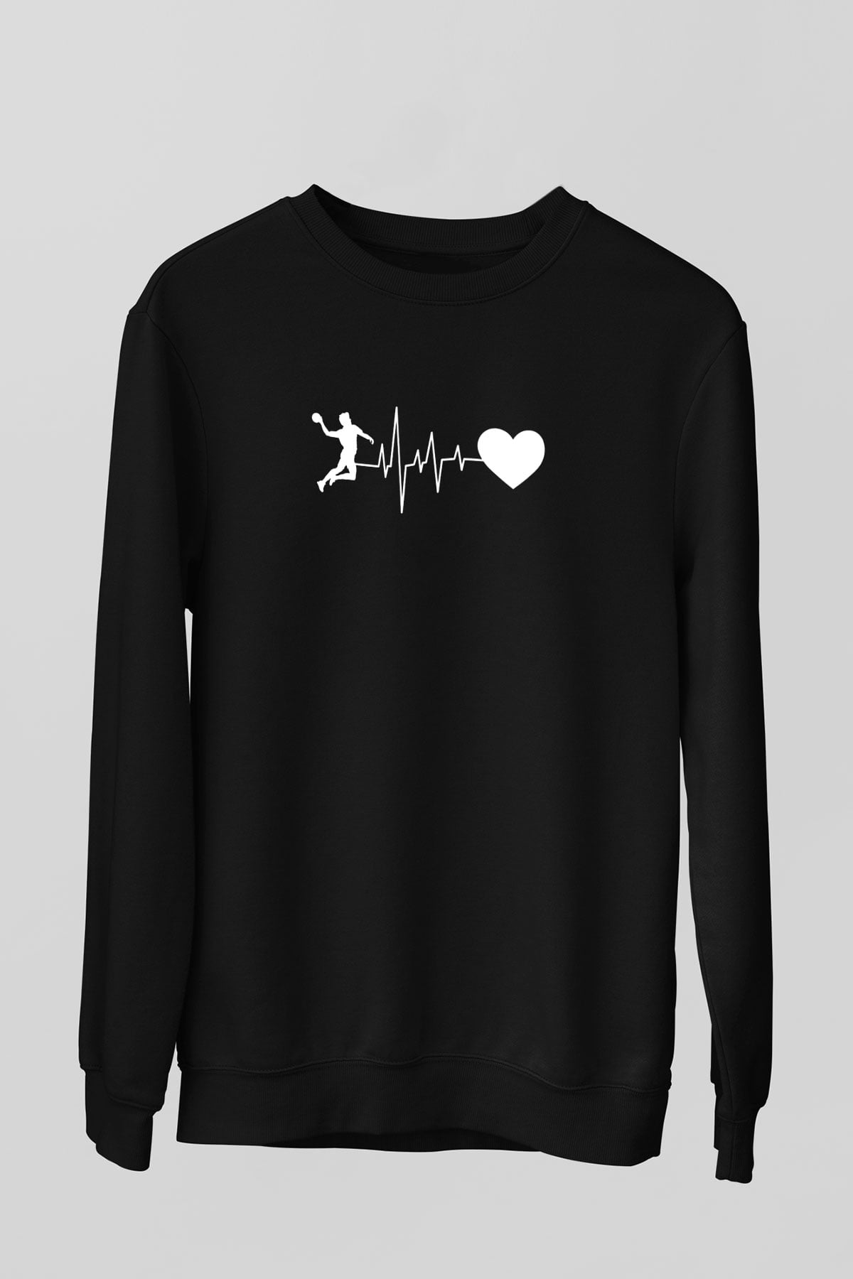 Handball Baskılı Unisex Siyah Sweatshirt
