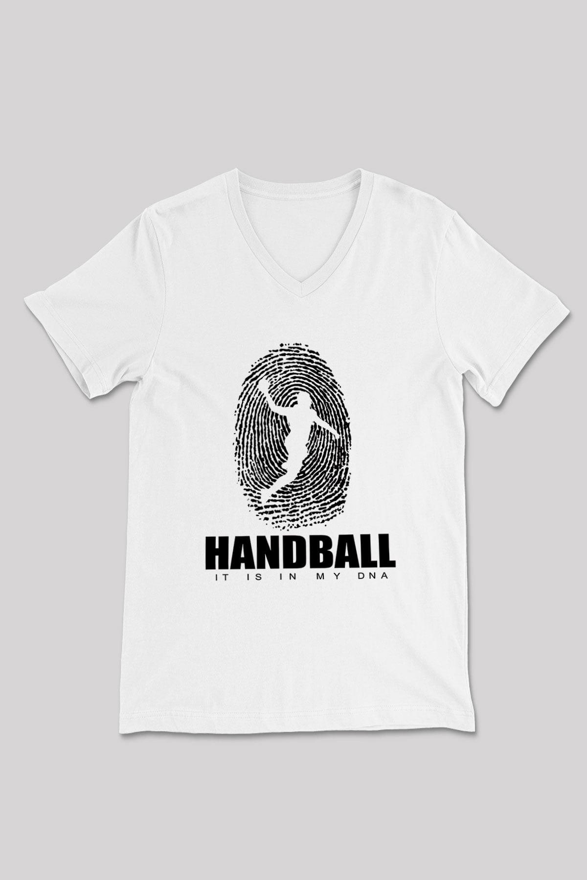 Handball Baskılı Unisex V Yaka Tişört - Tshirt