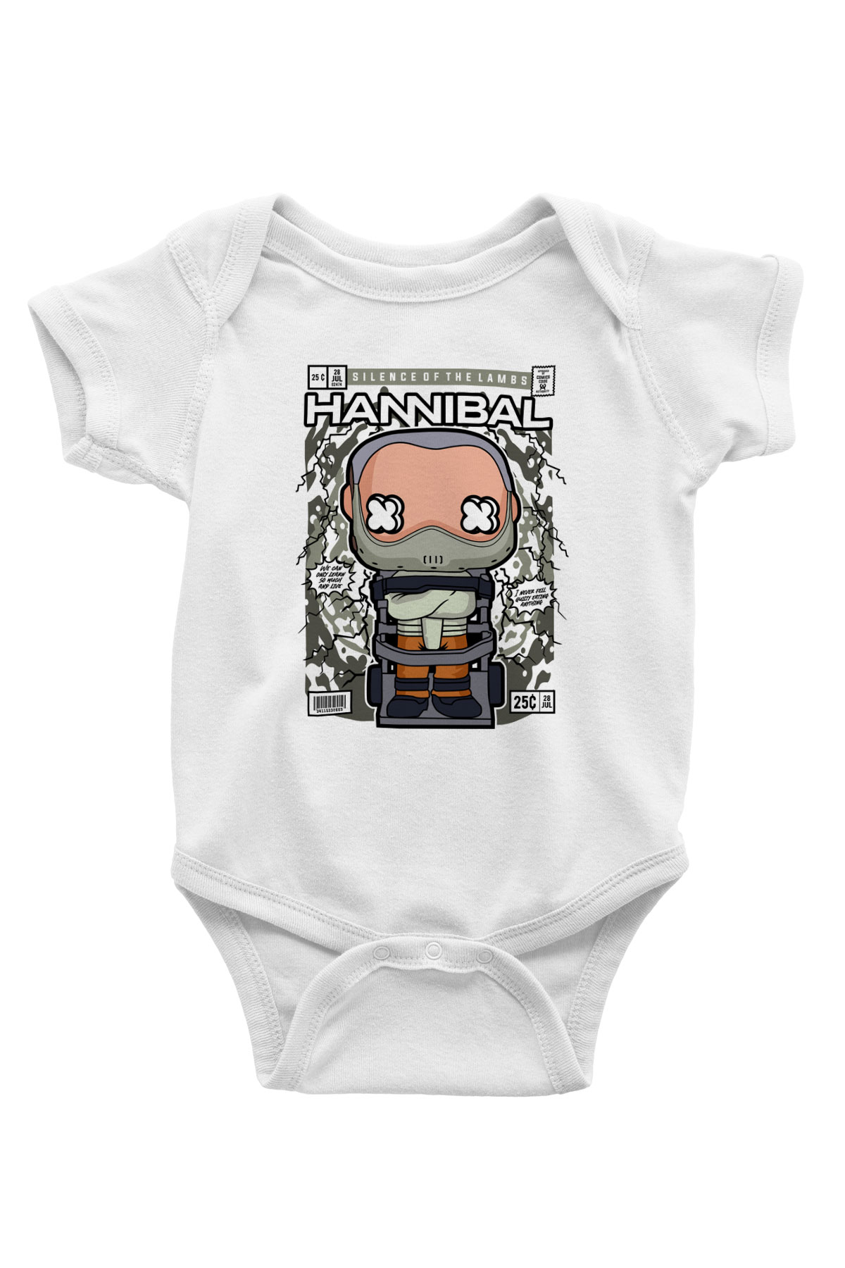Hannibal Baskılı Unisex Beyaz Bebek Body - Zıbın