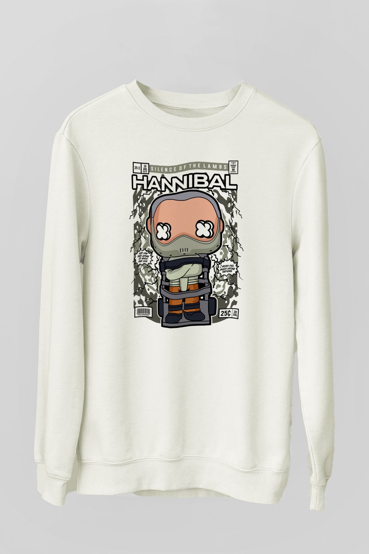 Hannibal Baskılı Unisex Beyaz Sweatshirt