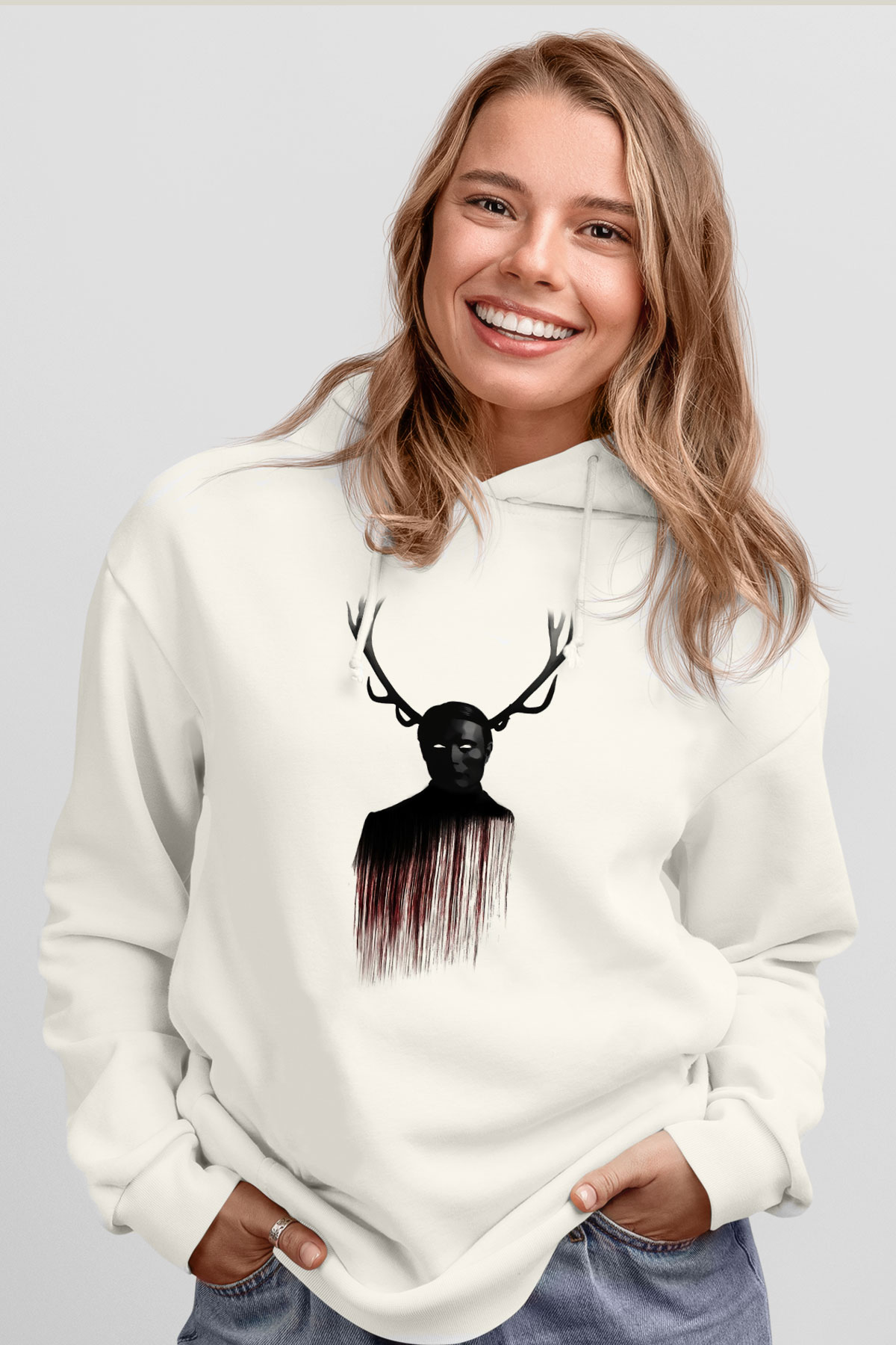 Hannibal Beyaz Unisex Hoodie