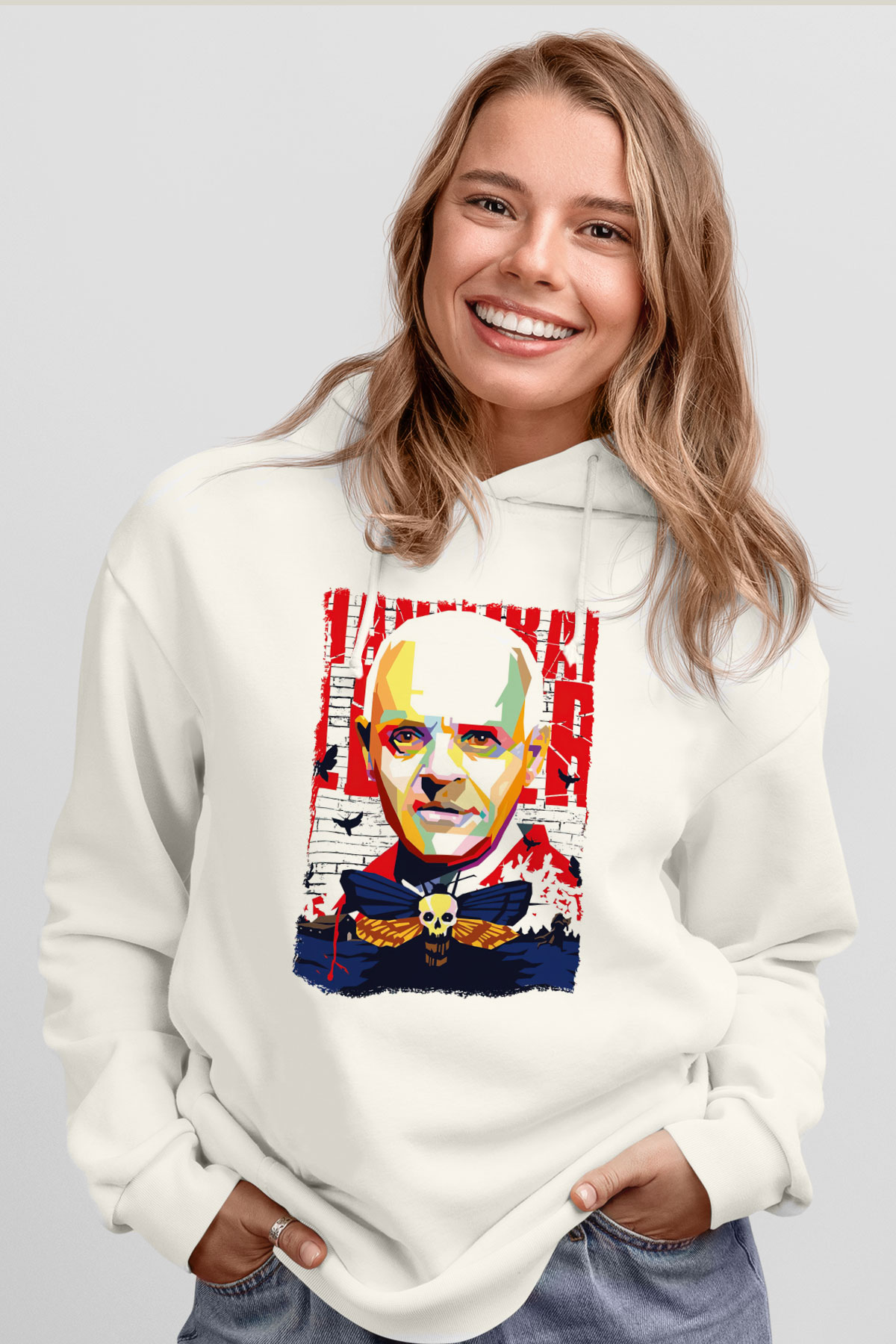 Hannibal Beyaz Unisex Hoodie