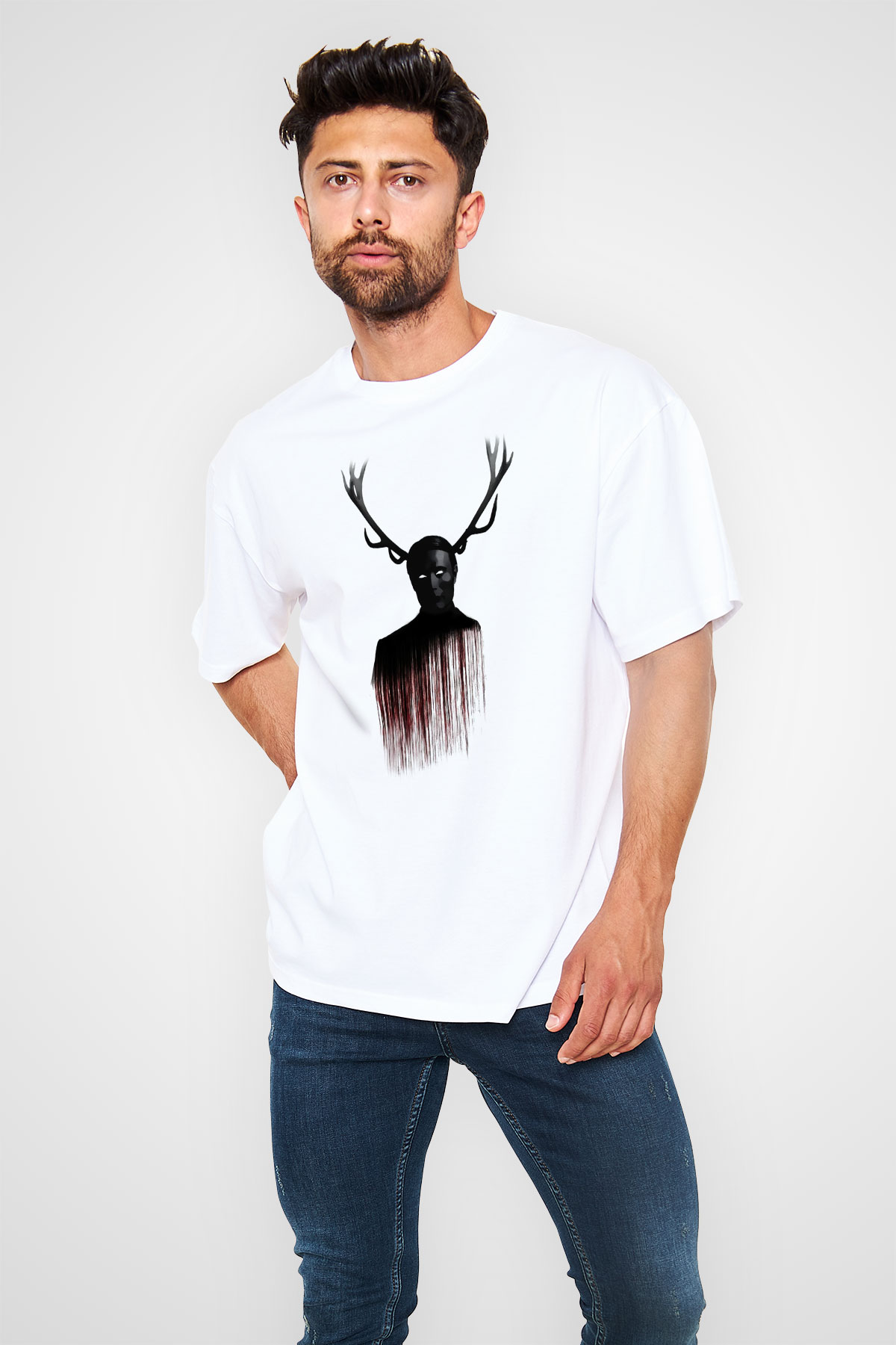 Hannibal Beyaz Unisex Oversize Tişört T-Shirt