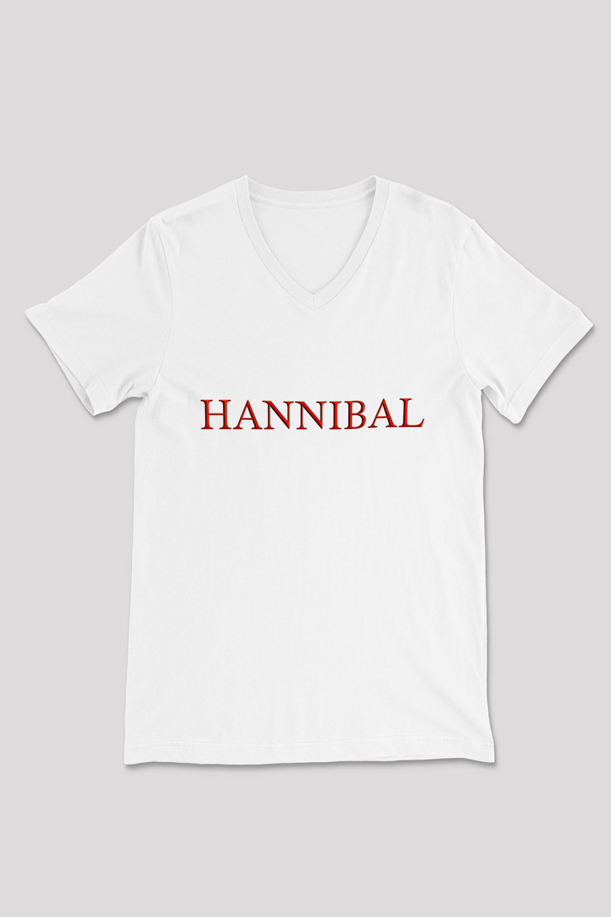Hannibal Beyaz Unisex V Yaka Tişört T-Shirt