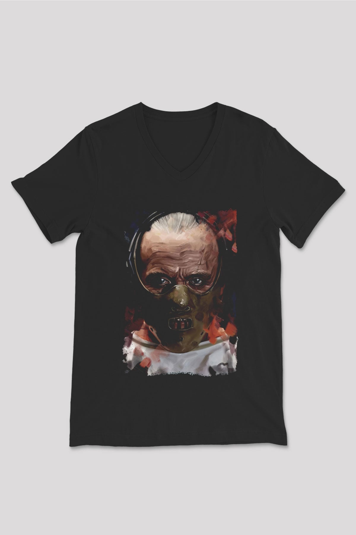Hannibal Siyah Unisex V Yaka Tişört