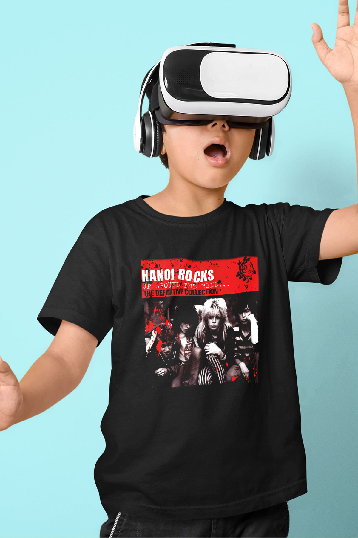 Hanoi Rocks Baskılı Siyah Unisex Çocuk Tişört