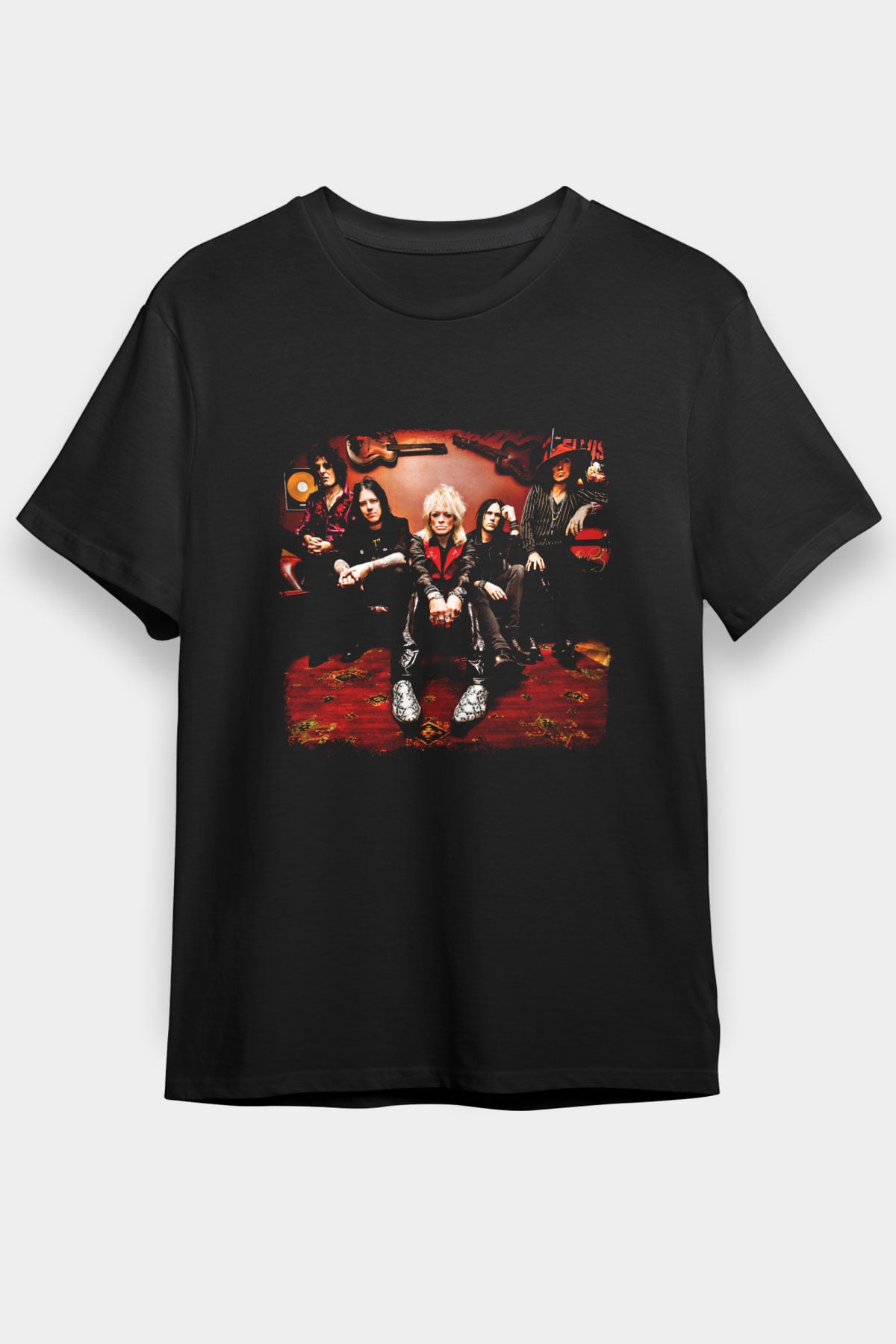 Hanoi Rocks Baskılı Unisex Siyah Tişört