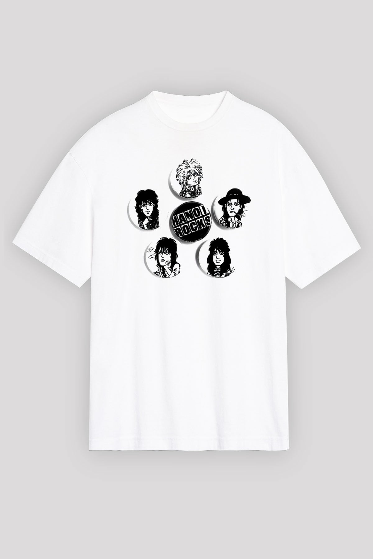 Hanoi Rocks Beyaz Unisex Oversize Tişört T-Shirt