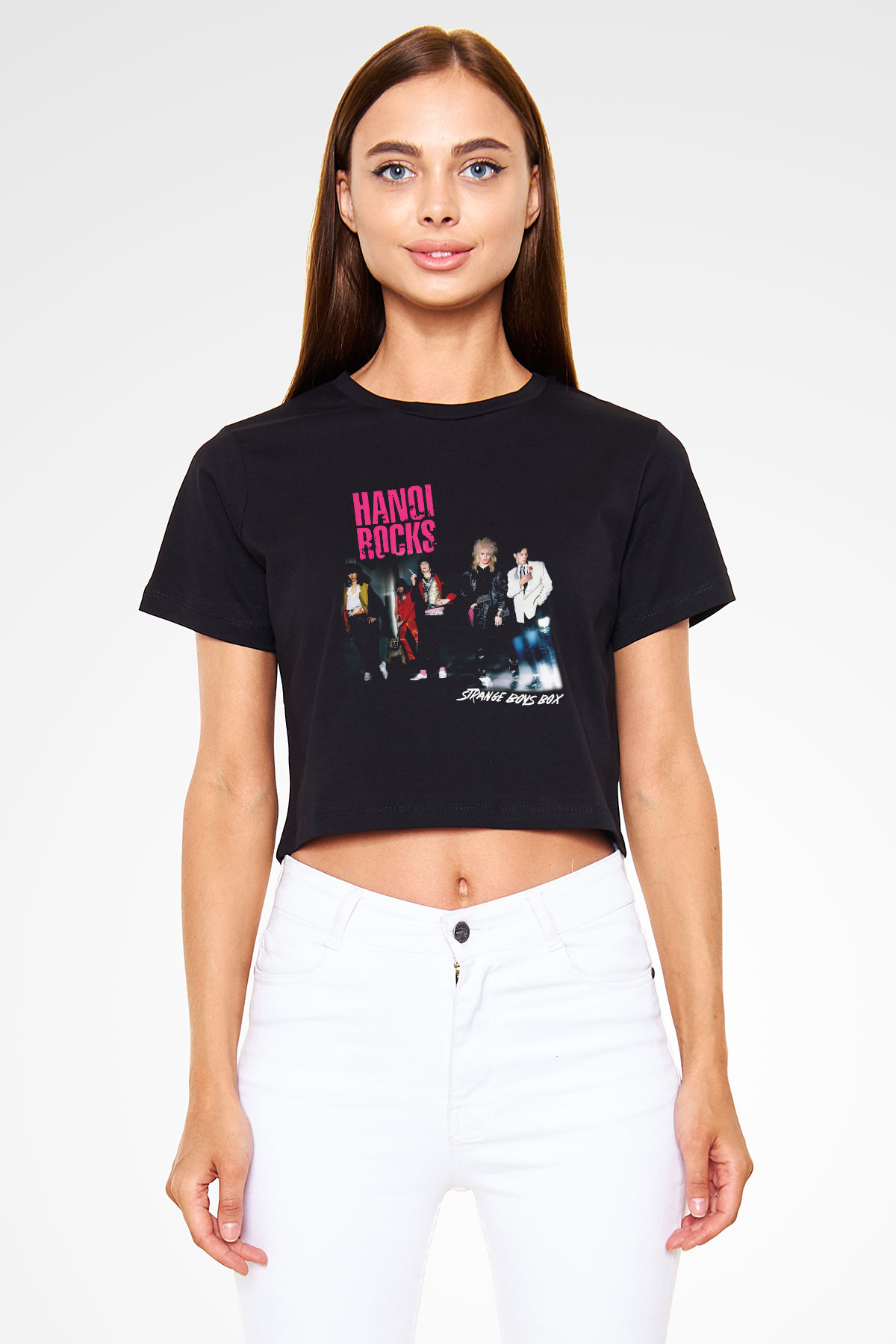 Hanoi Rocks Siyah Crop Top Tişört