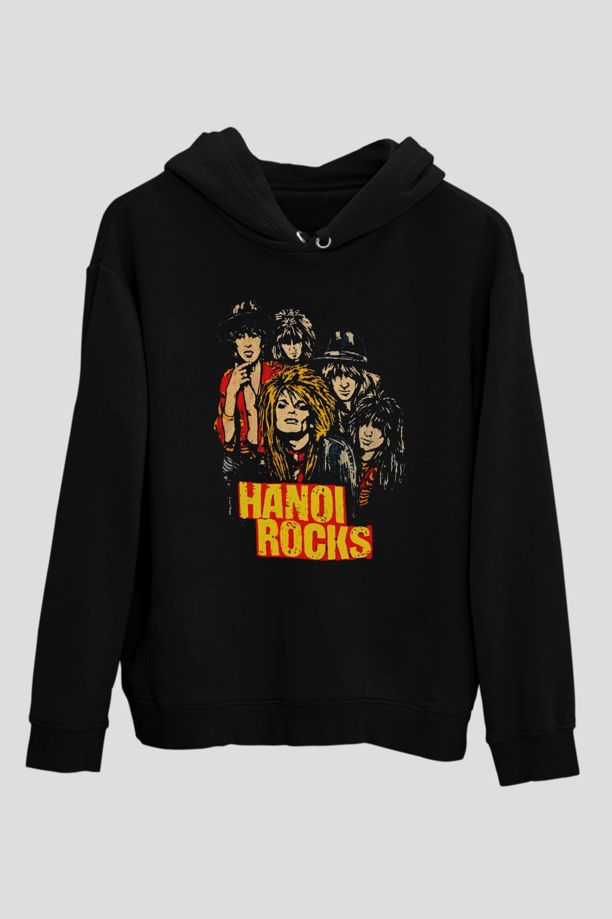 Hanoi Rocks Siyah Unisex Kapüşonlu Sweatshirt