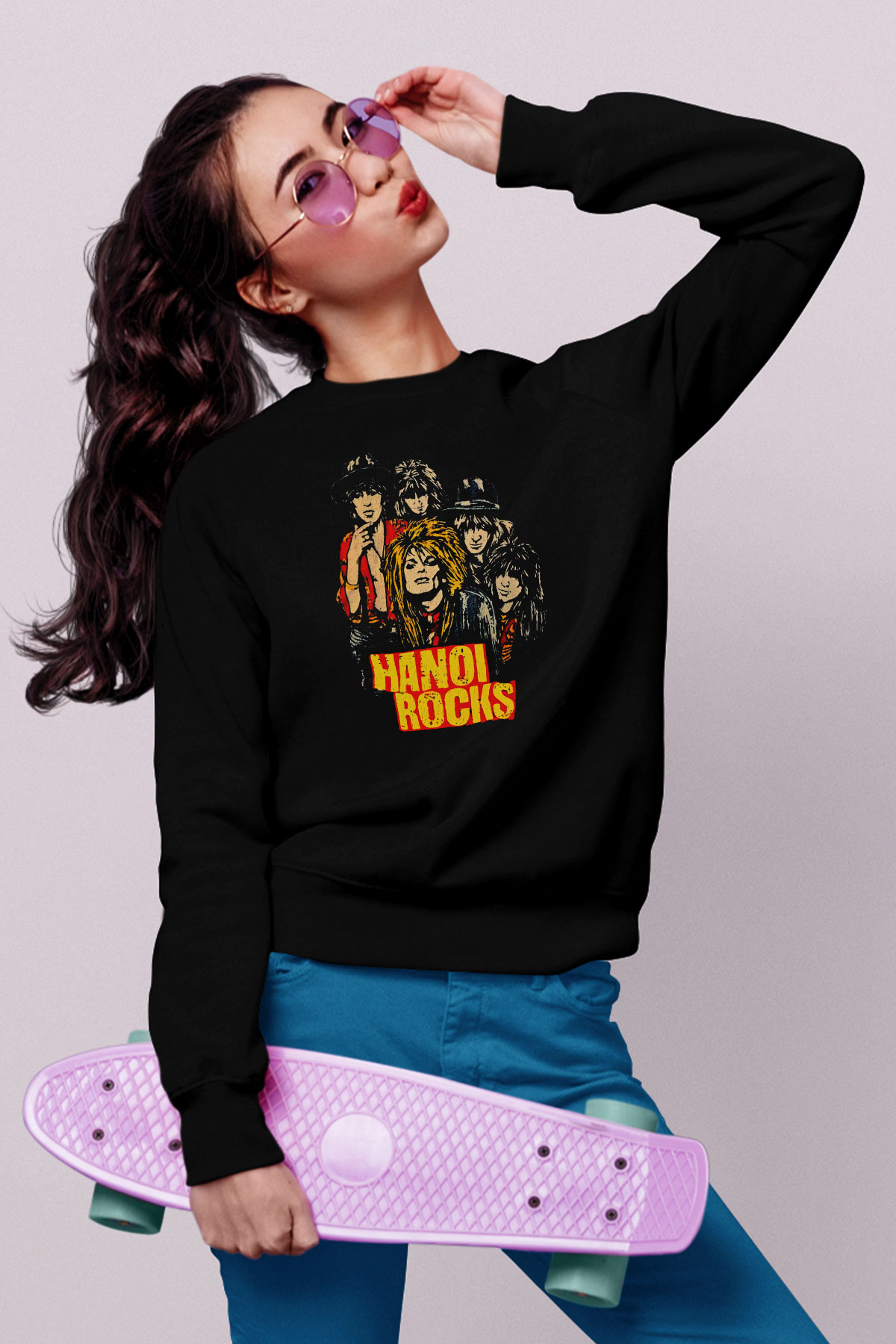 Hanoi Rocks Siyah Unisex Sweatshirt