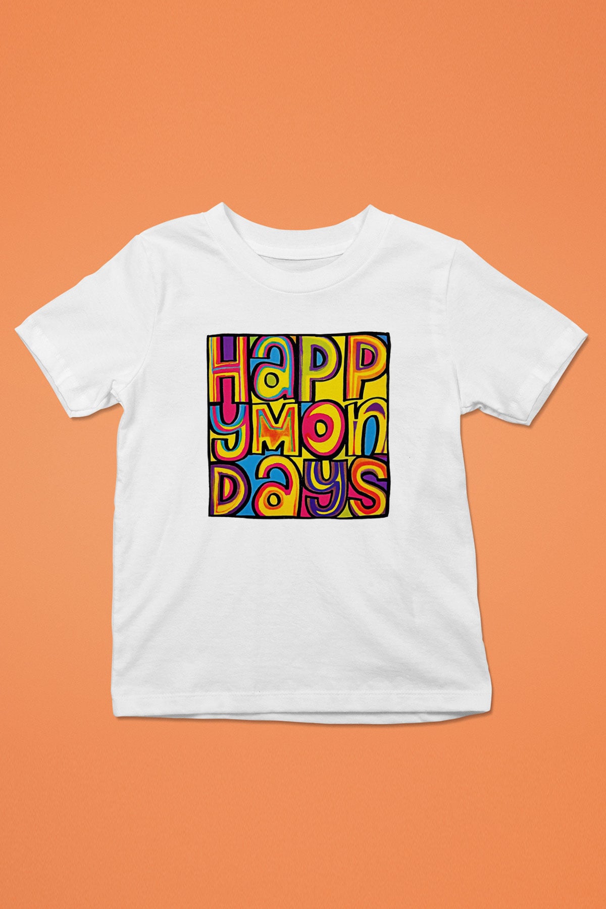 Happy Mondays Baskılı Beyaz Unisex Beyaz Çocuk Tişört - Tshirt