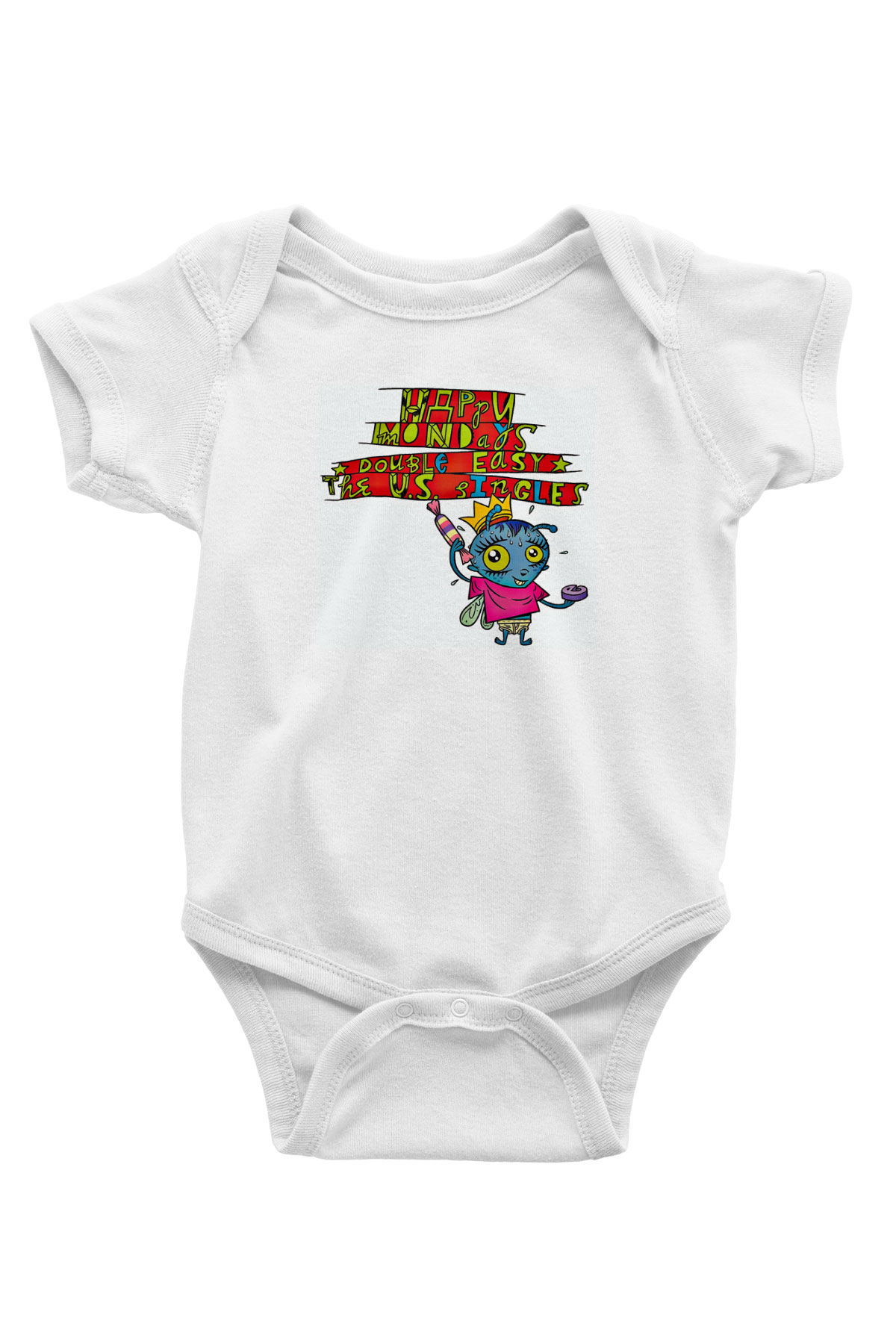 Happy Mondays Baskılı Unisex Beyaz Bebek Body - Zıbın