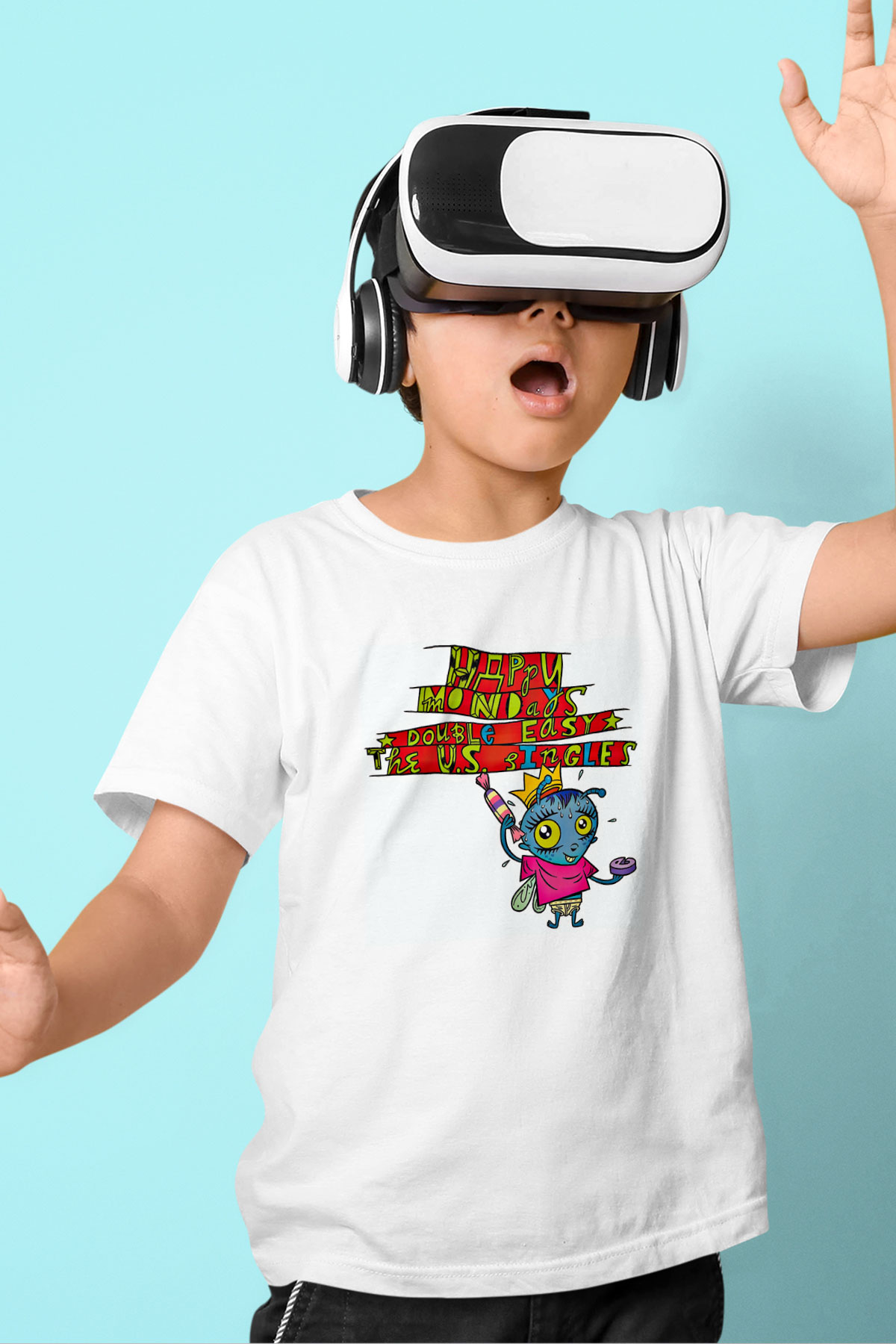 Happy Mondays Baskılı Unisex Beyaz Çocuk Tişört