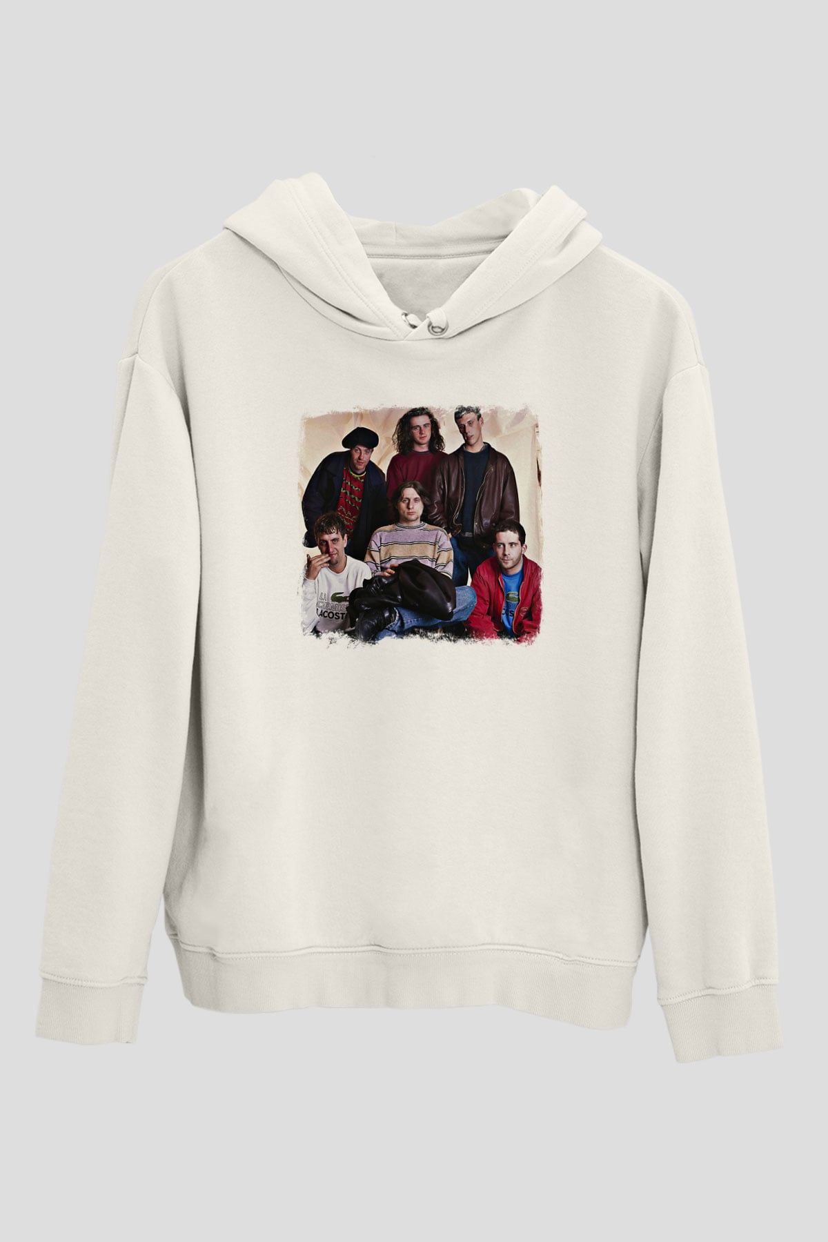 Happy Mondays Baskılı Unisex Beyaz Hoodie