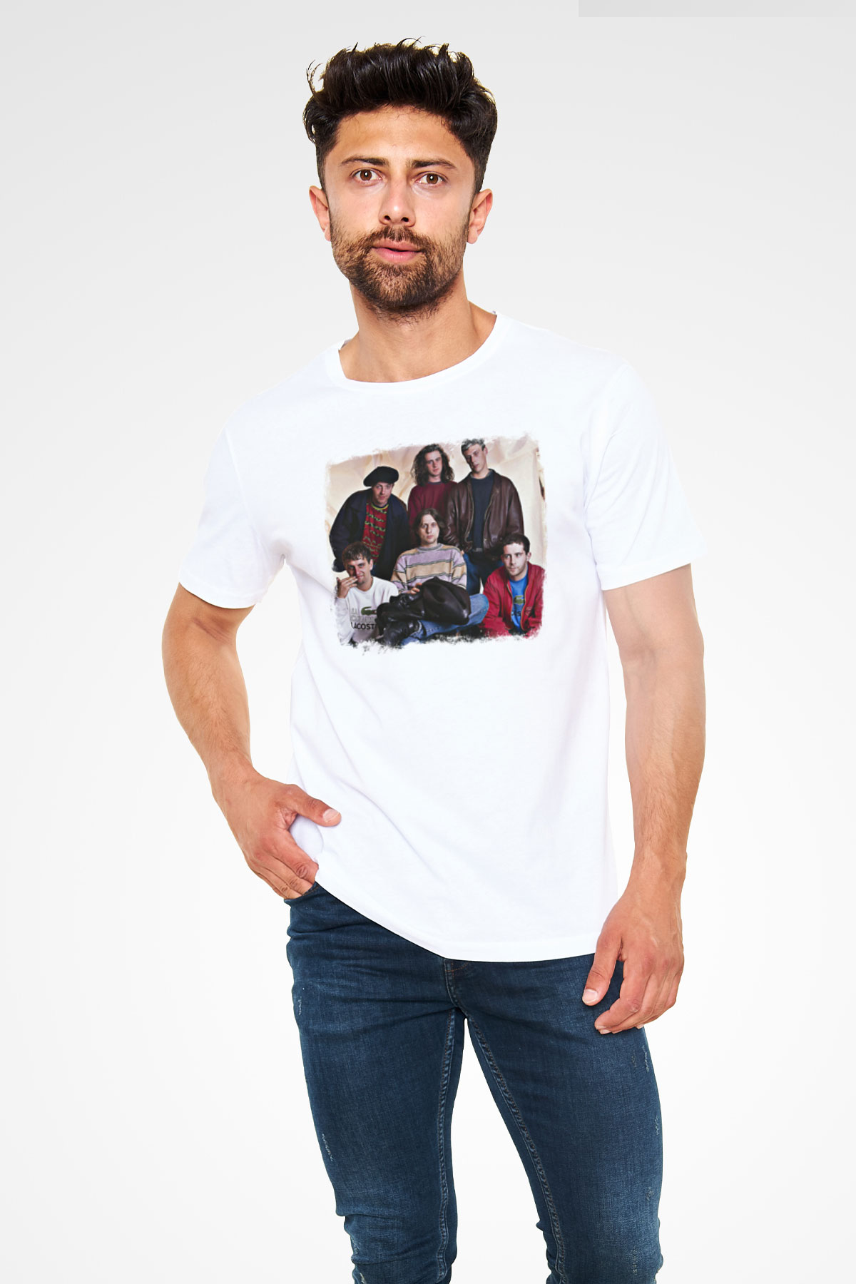 Happy Mondays Baskılı Unisex Beyaz Tişört