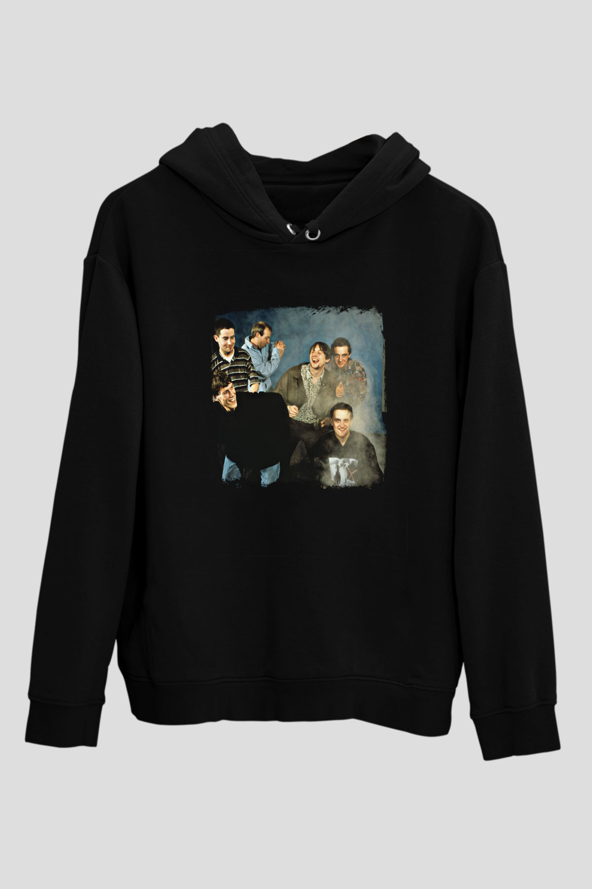 Happy Mondays Baskılı Unisex Siyah Hoodie