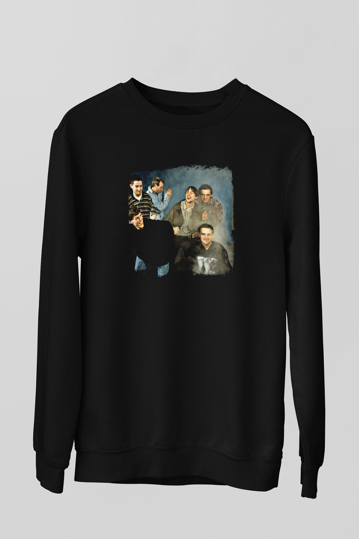 Happy Mondays Baskılı Unisex Siyah Sweatshirt
