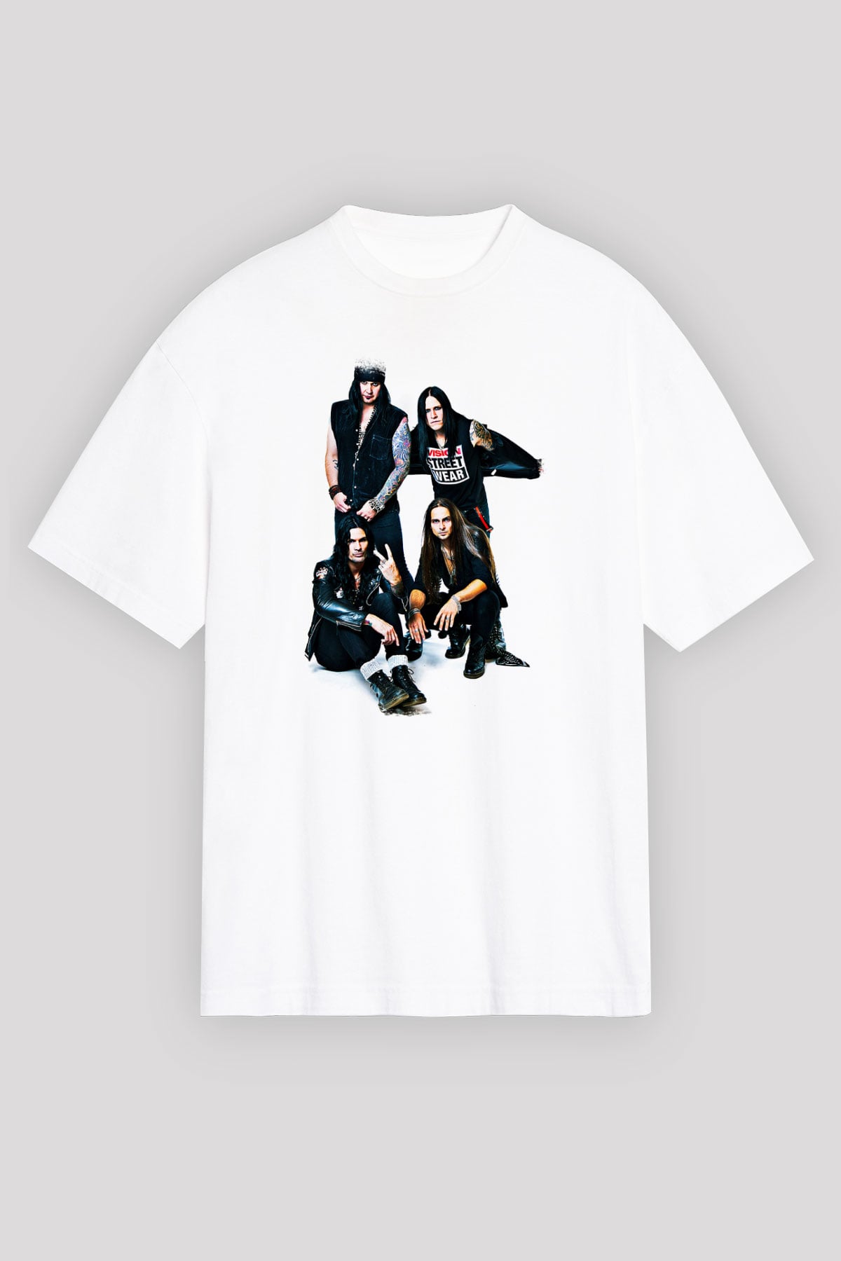 Hardcore Superstar Baskılı Unisex Beyaz Oversize Tişört