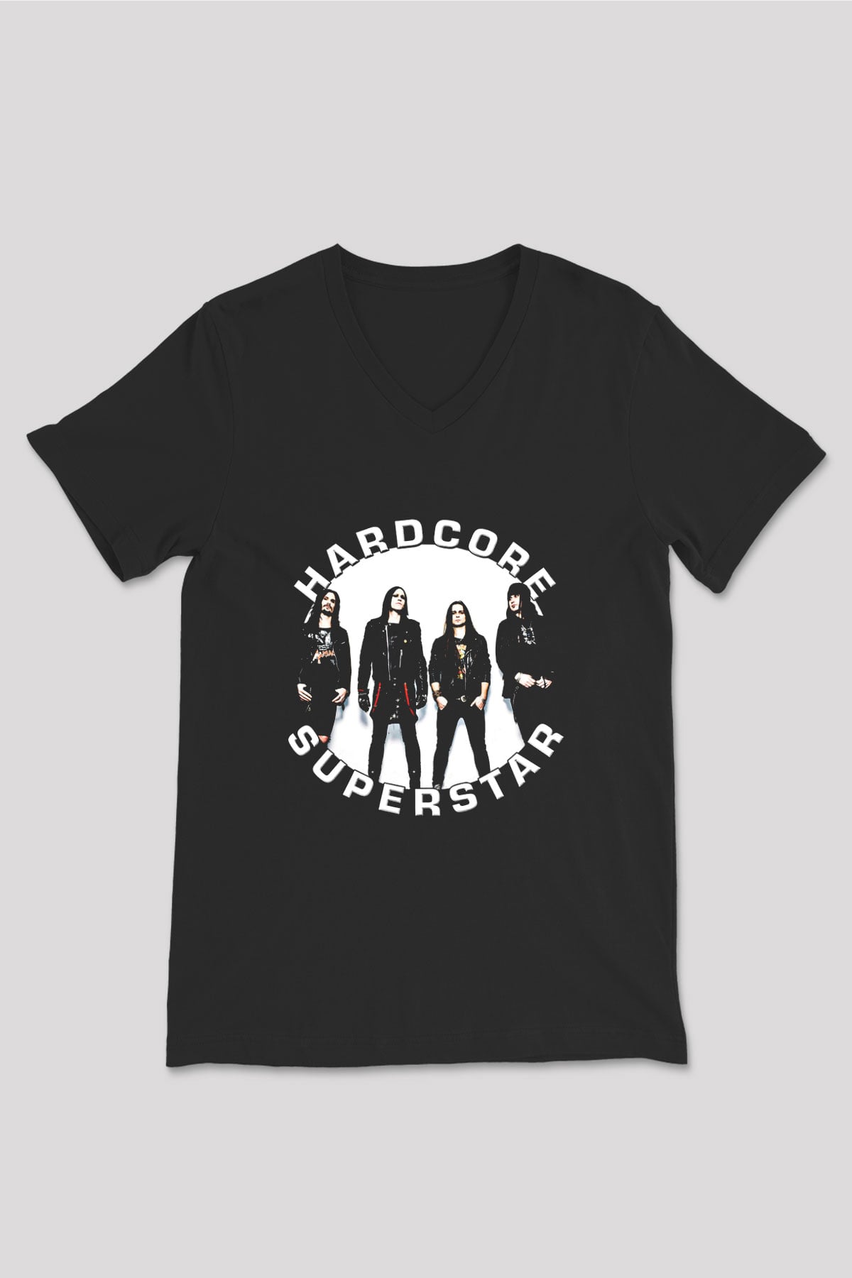 Hardcore Superstar Baskılı Unisex Siyah V Yaka Tişört